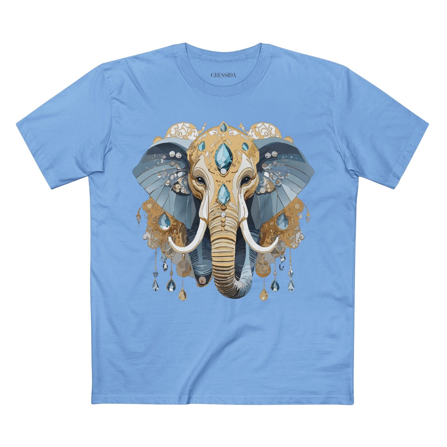 Elephant Graphic Unisex 100 Cotton Tee With Unique Animal Golden Medallion Art Design 35