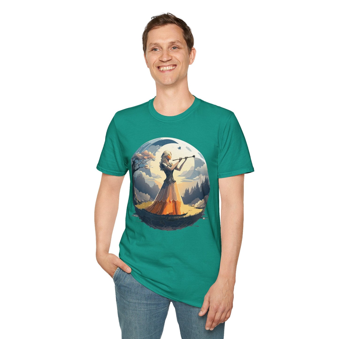 Unisex Softstyle Graphic T Shirt 100 Percent Ring Spun Cotton Art Design Tee For Women