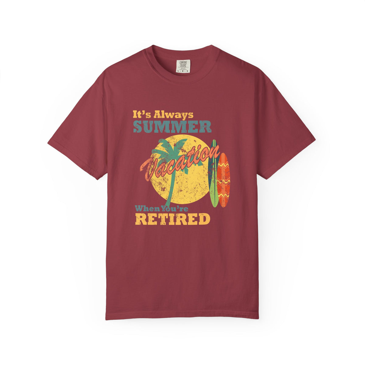 Always Summer Vacation Retro Palm Surf Unisex Comfort Colors Garment-Dyed Heavyweight 100 Cotton Art Design T-Shirt w108