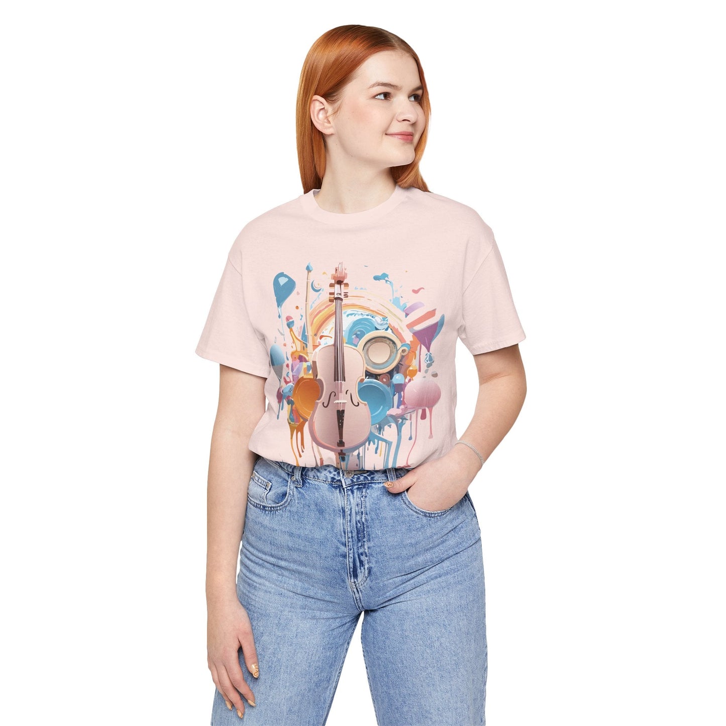 Music Graphic Unisex 100 Cotton Vintage Art with Musical Elements Tee 80