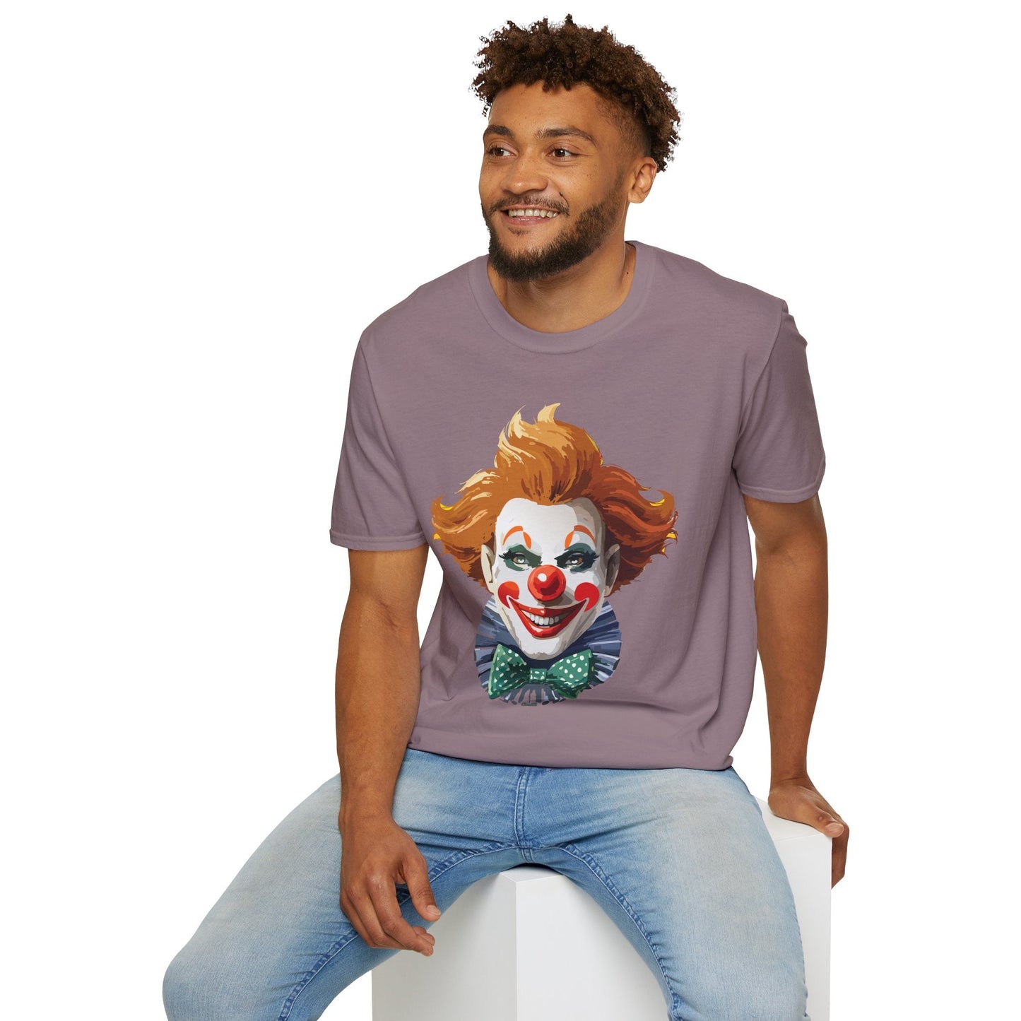 Clown Theme T Shirt Funny Man Circus Scary Man Unisex Gildan Softstyle Graphic Tee Everyday Wear