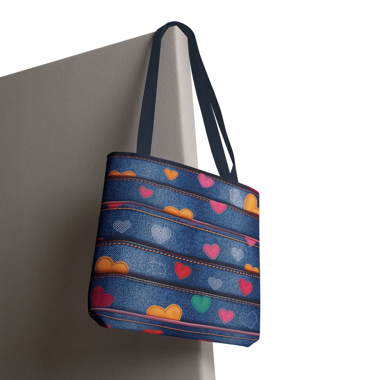 Love Day Graphic Design Denim Fabric Imitation Print Unisex Canvas Bag POLY 3 Sizes Tote Bag 201-28