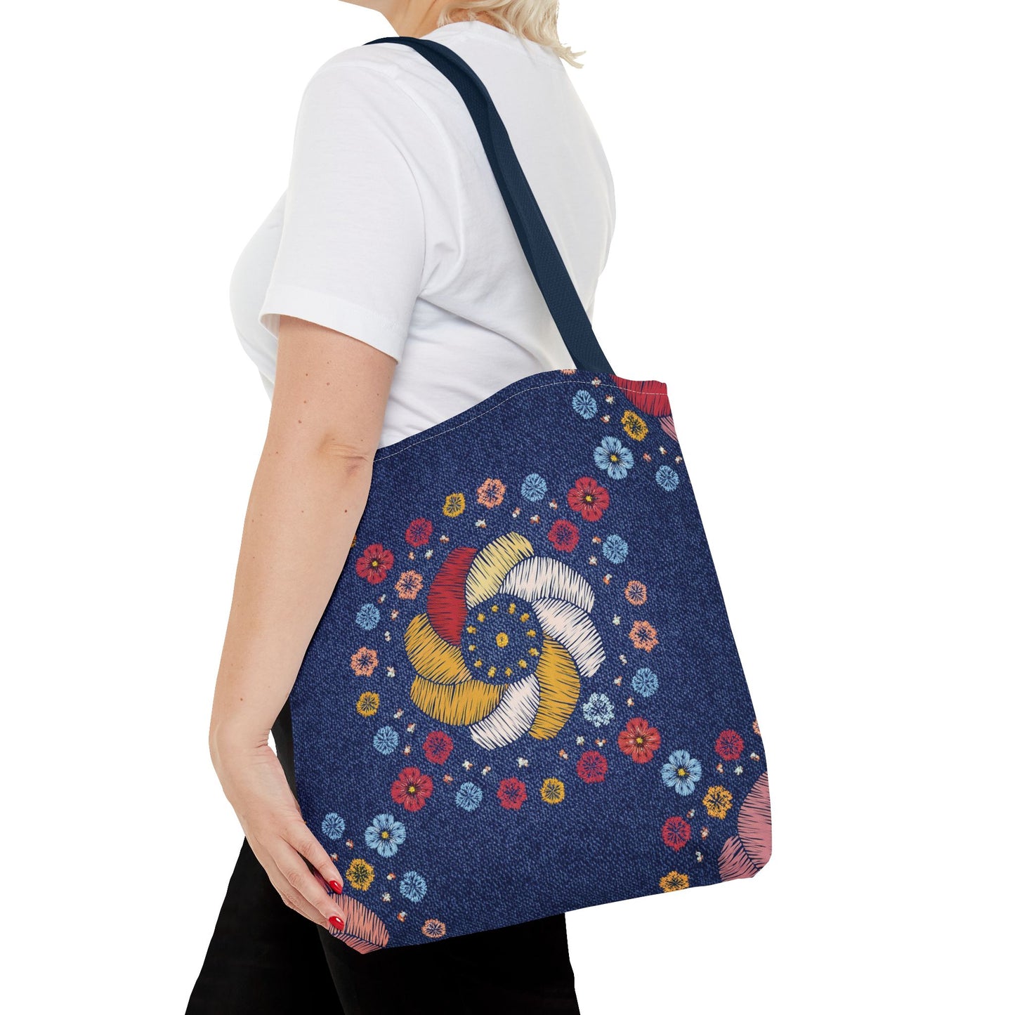 Denim Fabric Imitation Print Unisex Canvas Bag Poly Spun 3 Sizes Tote Bag 153