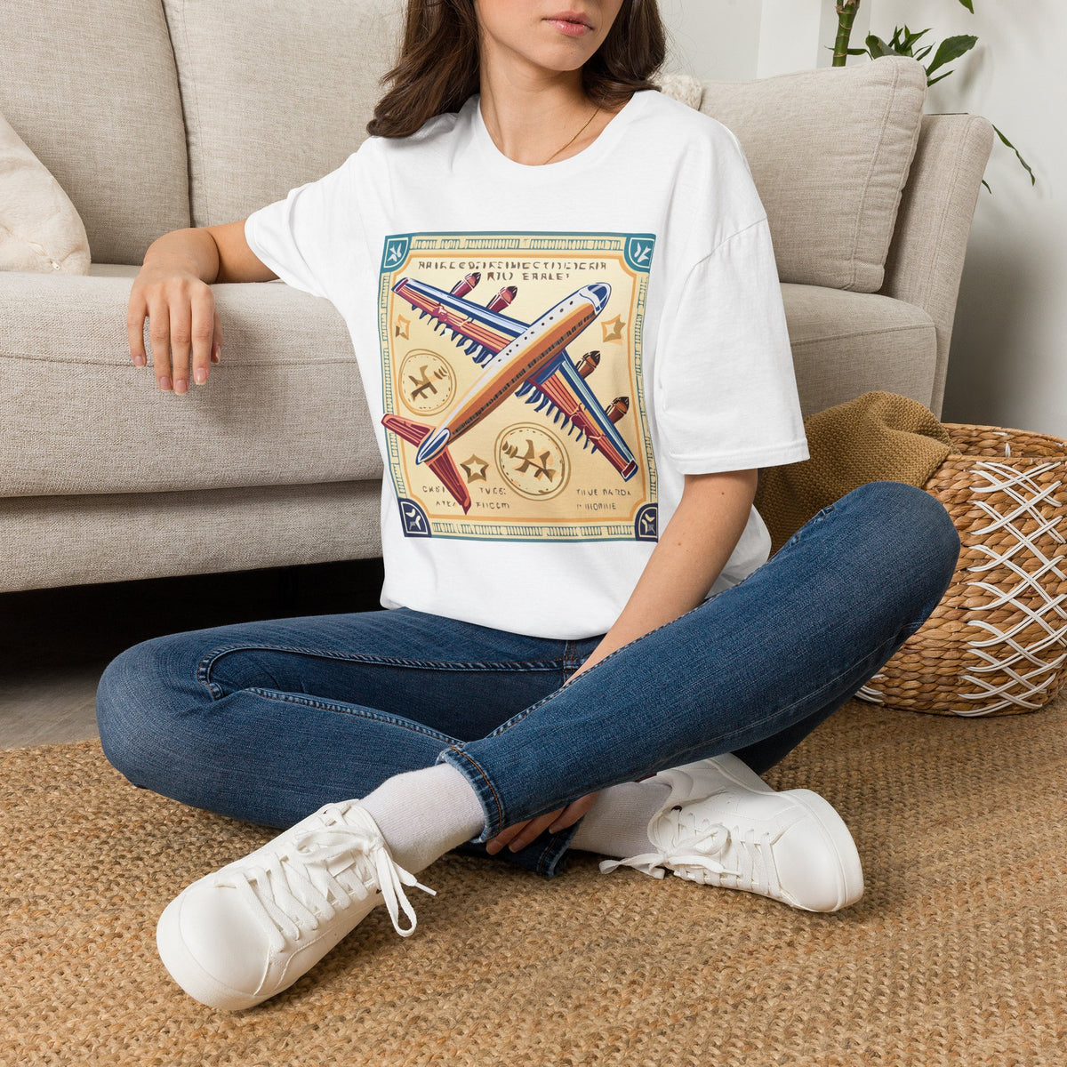 Aviator Vintage Plane T-Shirt — Retro Travel Aircraft Design Travel Post Graphic Design Unisex 100 Cotton Gildan T-Shirt
