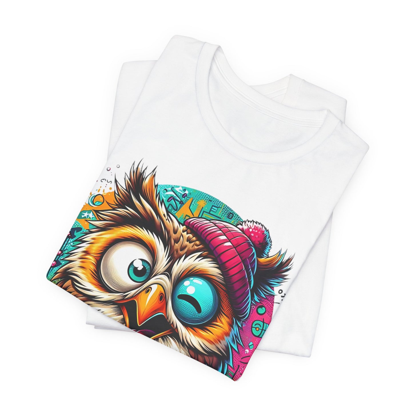 Colorful Owl Graphic Tee, Fun Owl Shirt, Funny Bird Shirt, Cute Cartoon Tees, Animal T-Shirt, Animal Tees, Art Design T-Shirt