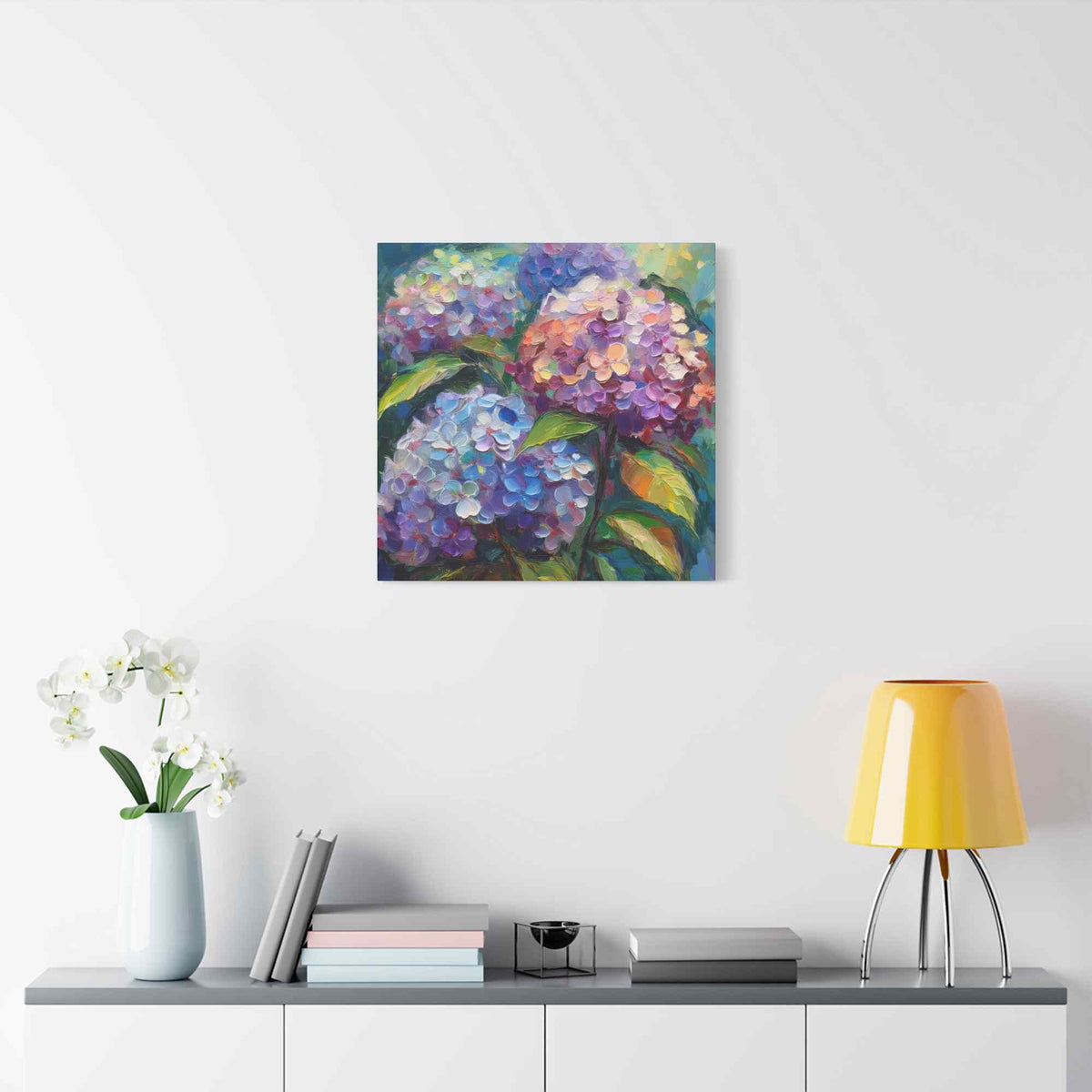 Hydrangeas Print Canvas, Flowers Oil Paint Print 20x20, 24x24, 30x30, 32x32, 36x36, Floral Art Design Print Non-Frame MC-27