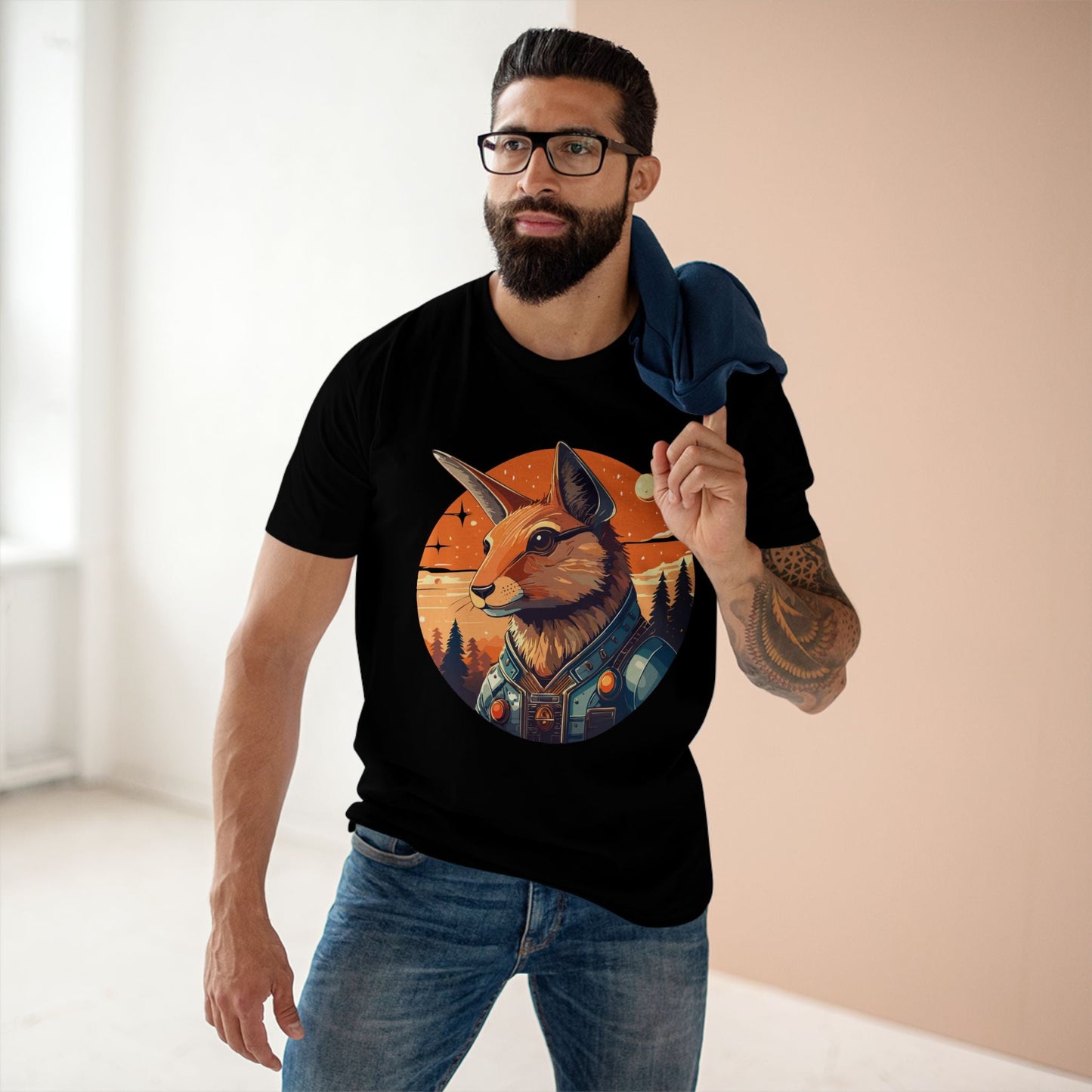 Rabbit Shirt Unisex Premium Cotton Tee With Original Art By Retro2Nova Animal Collection Soft Breathable Comfort