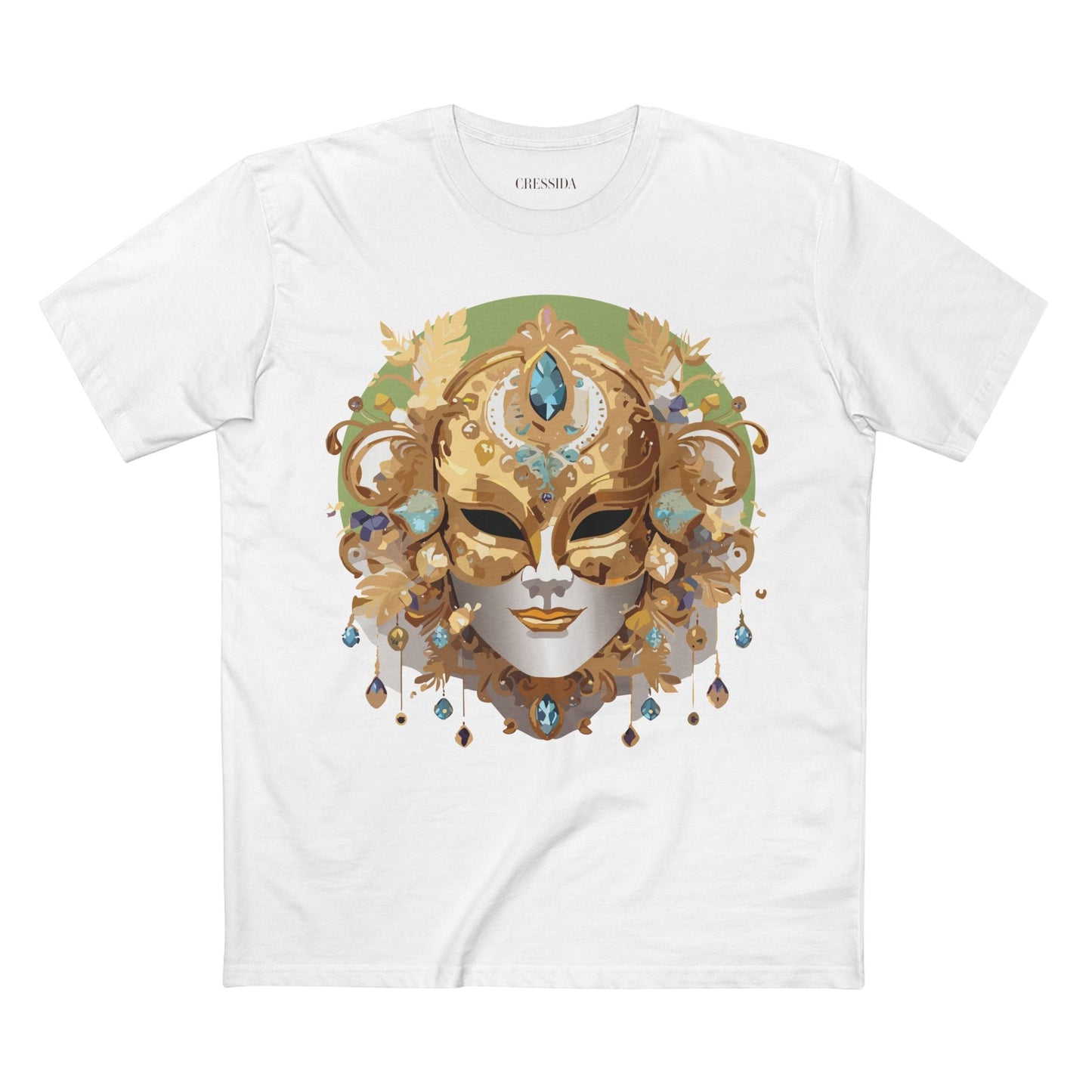 Carnival Mask Graphic T-Shirt Unisex 100 Cotton With Antique Gold Art Design Tee 11