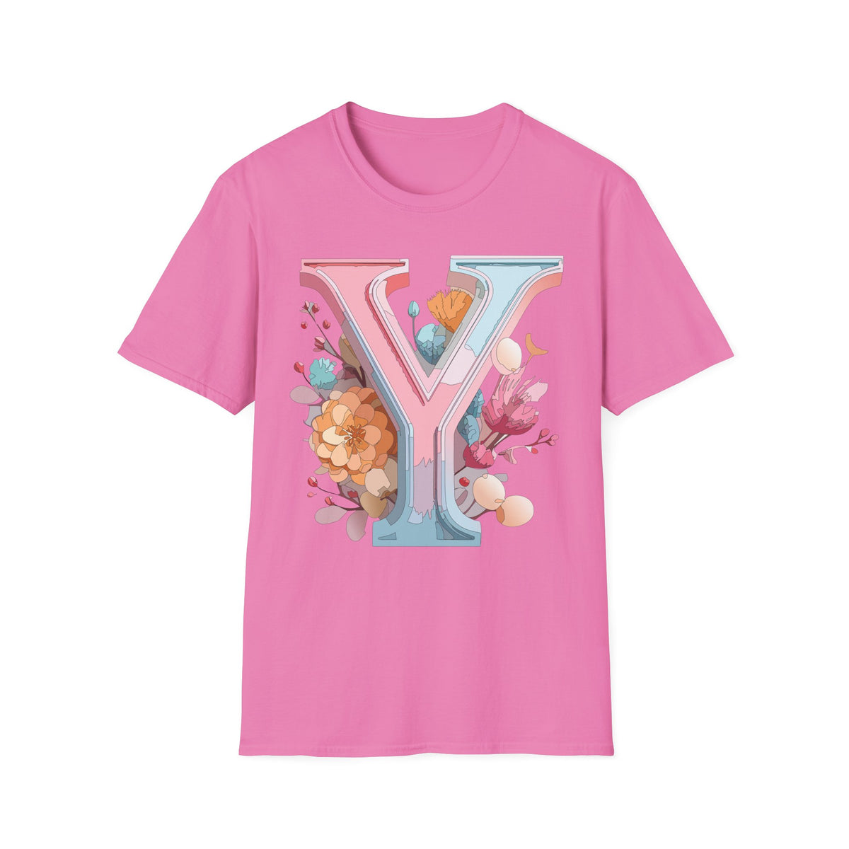 Floral Letter V T-Shirt | Pastel Monogram V Tee