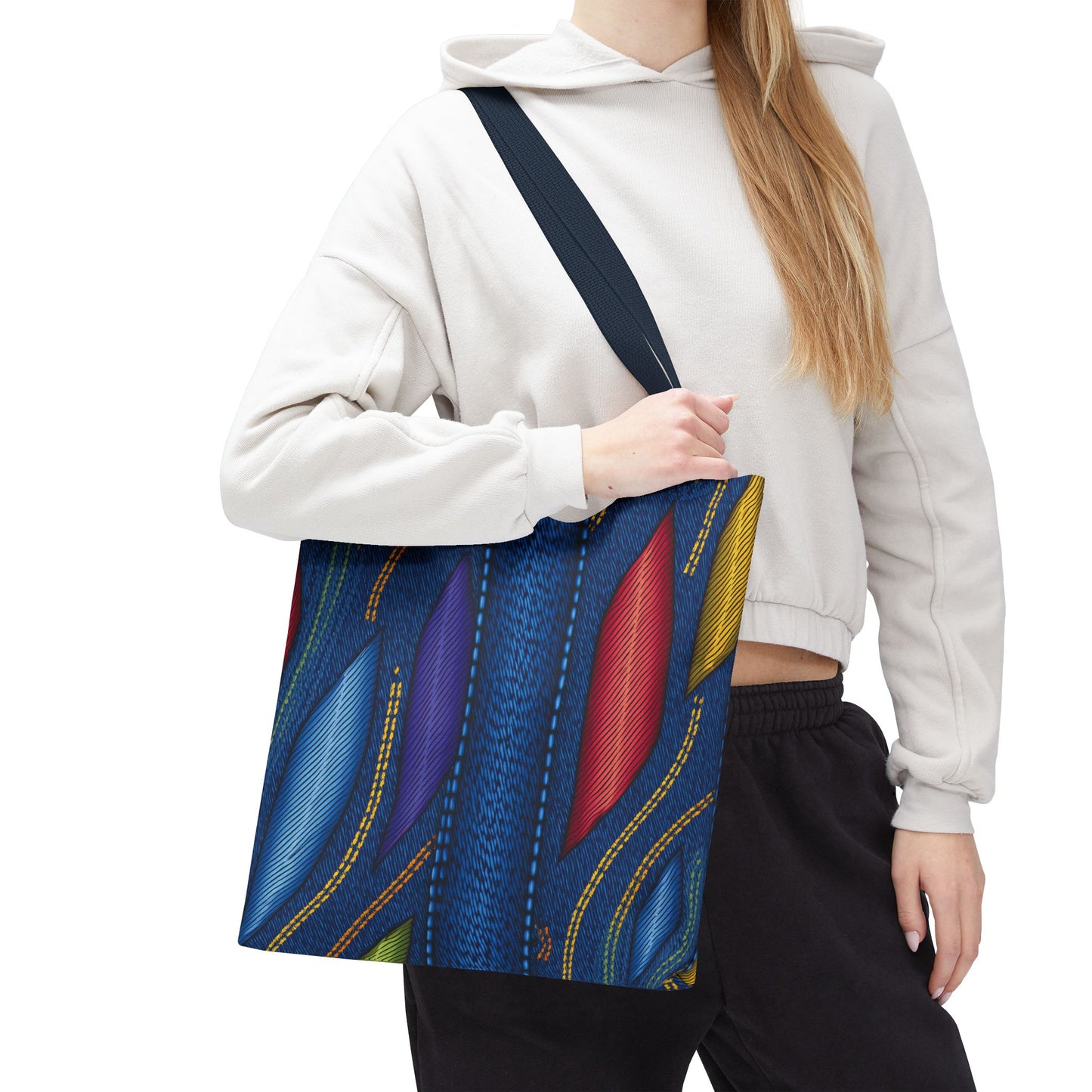 Denim Fabric Imitation Print Unisex Canvas Bag Poly Spun 3 Sizes Tote Bag 137