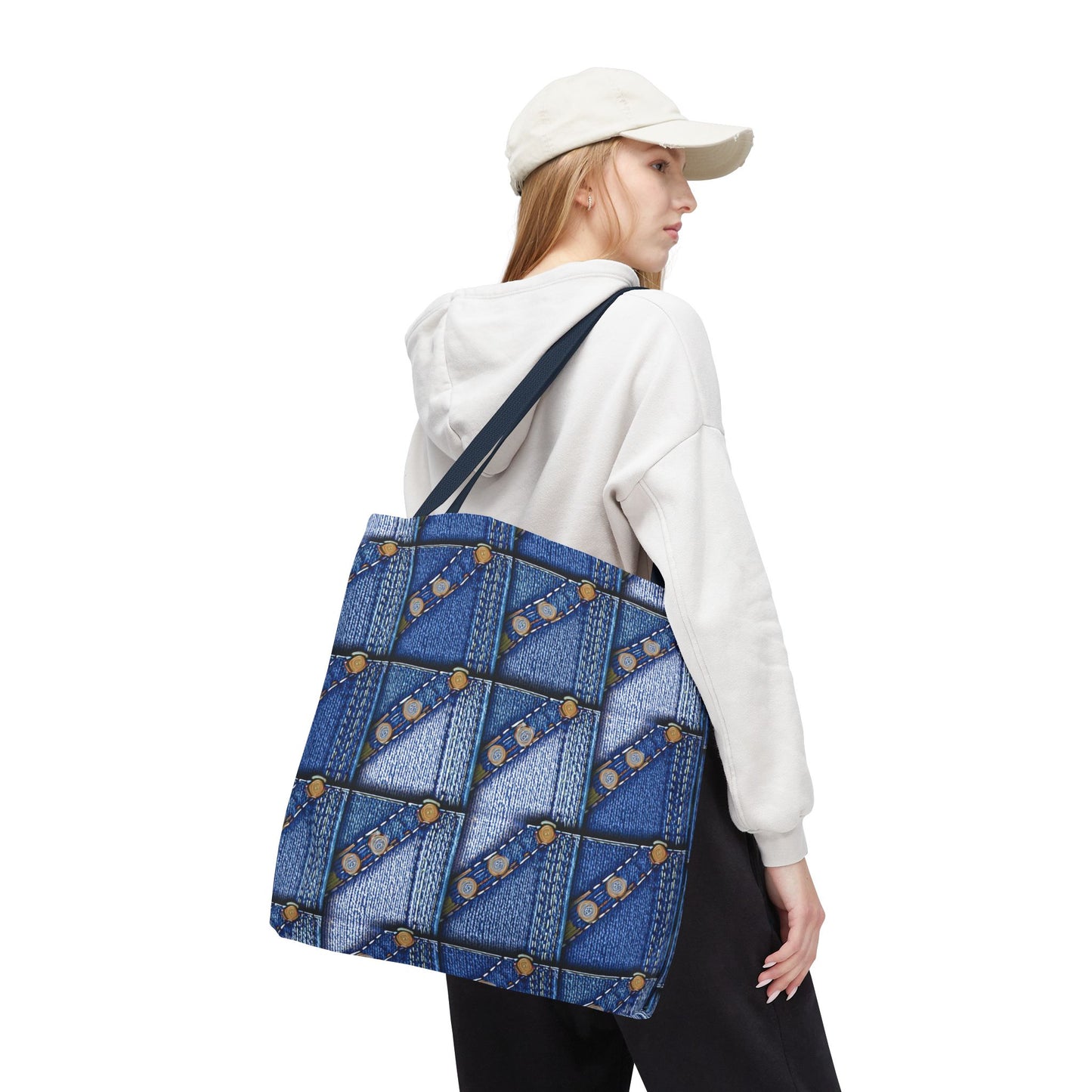 Denim Fabric Imitation Print Unisex Canvas Bag Poly Spun 3 Sizes Tote Bag 117
