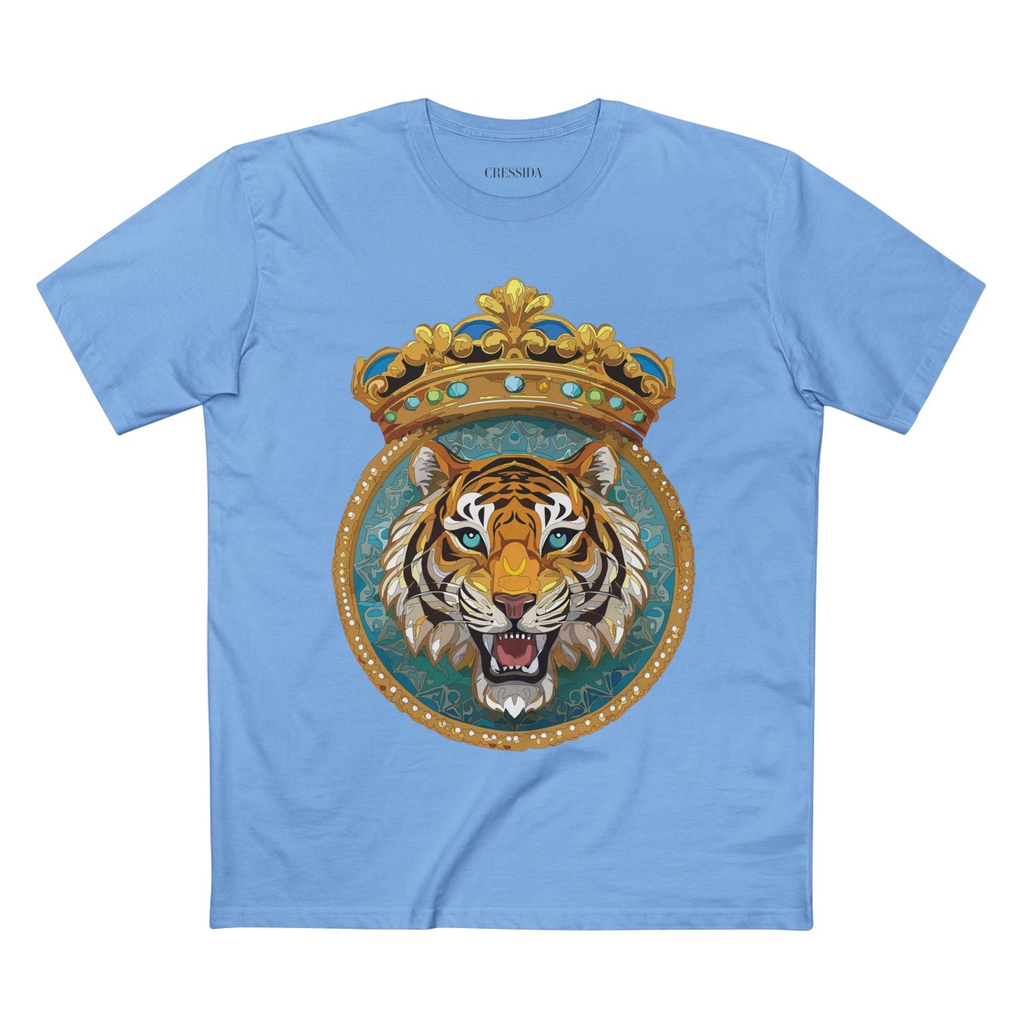 Tiger Graphic Unisex 100 Cotton Tee With Unique Animal Golden Medallion Art Design 3