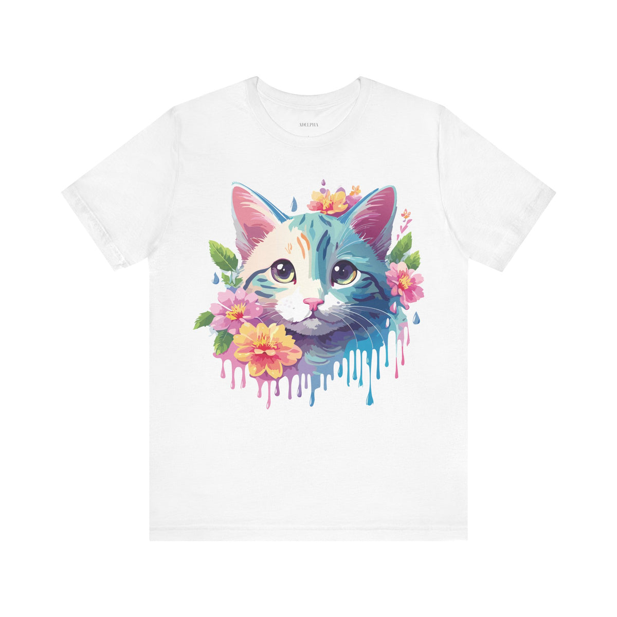 Cat Graphic Unisex Cotton Bella+Canvas Tee with Art Animal Design e107
