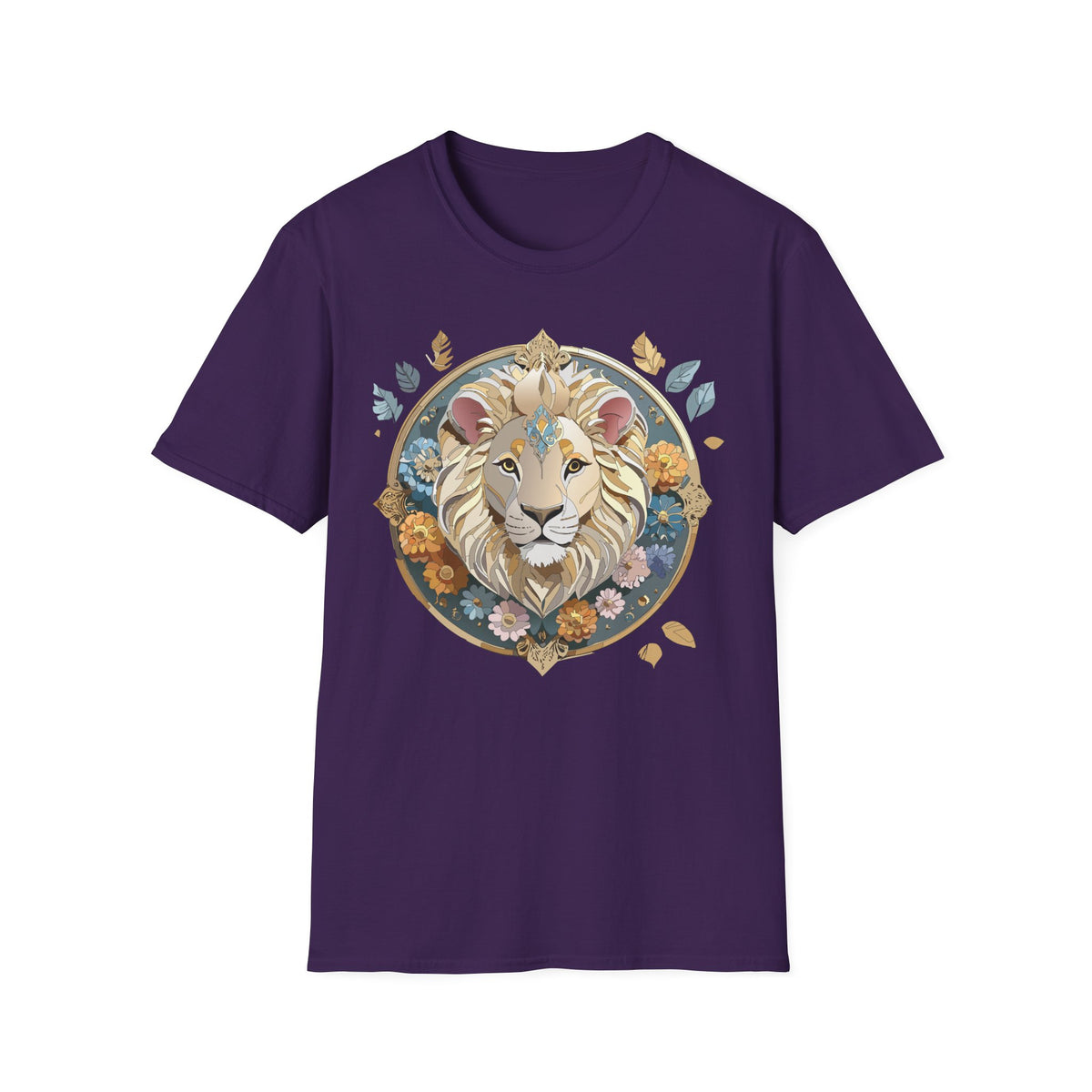 Floral Regal Lion T-Shirt | Boho Mandala Lion Tee