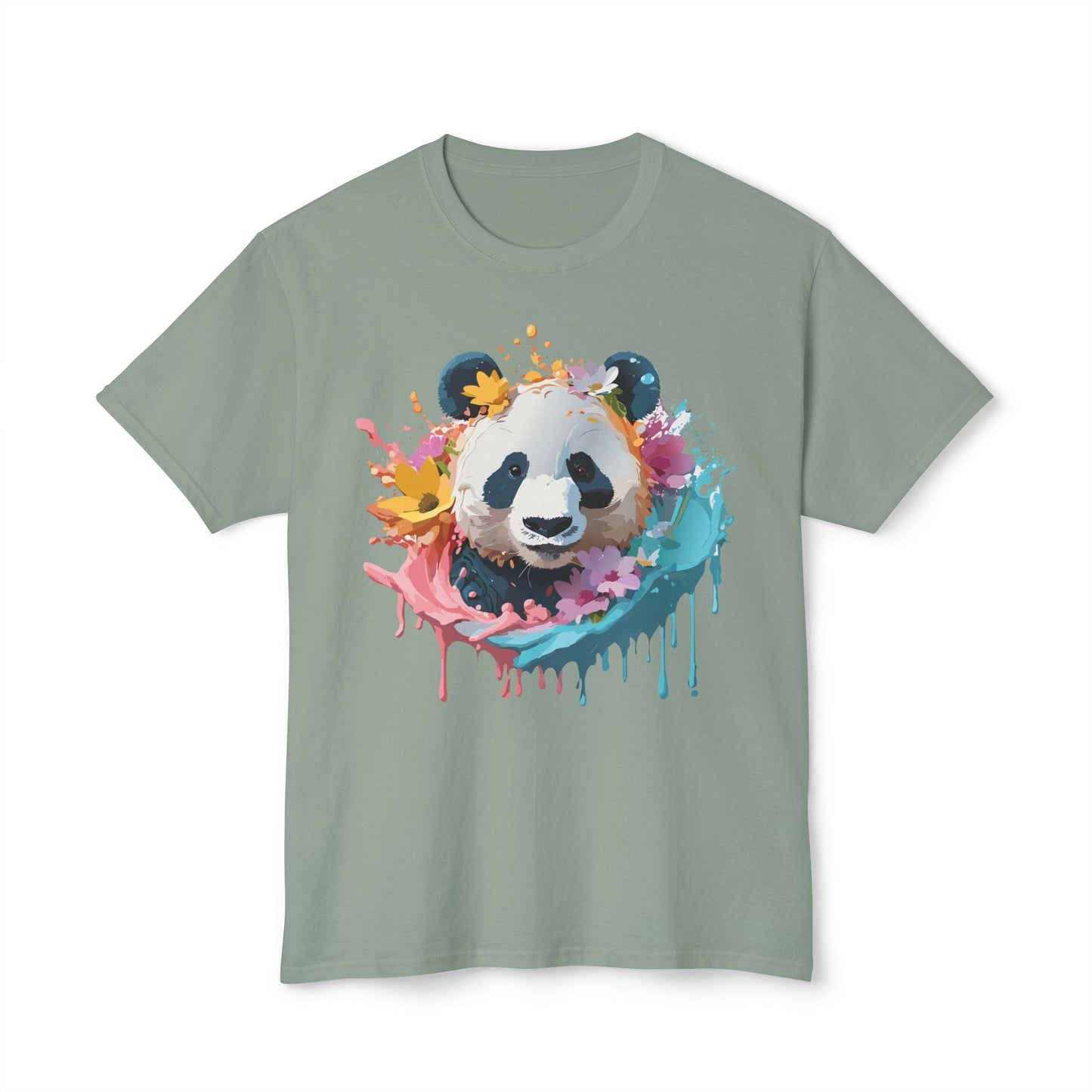 Unisex Panda T Shirt With Art Print Vintage Panda Floral Tees Panda Art Design Shirt USA Made
