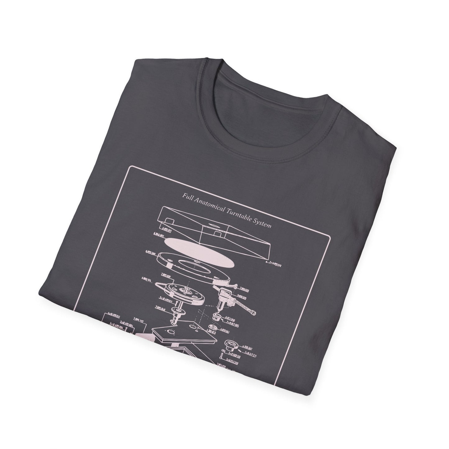 Record Player Blueprint T-Shirt Unisex Cotton Retro Vinyl Turntable Diagram Tee