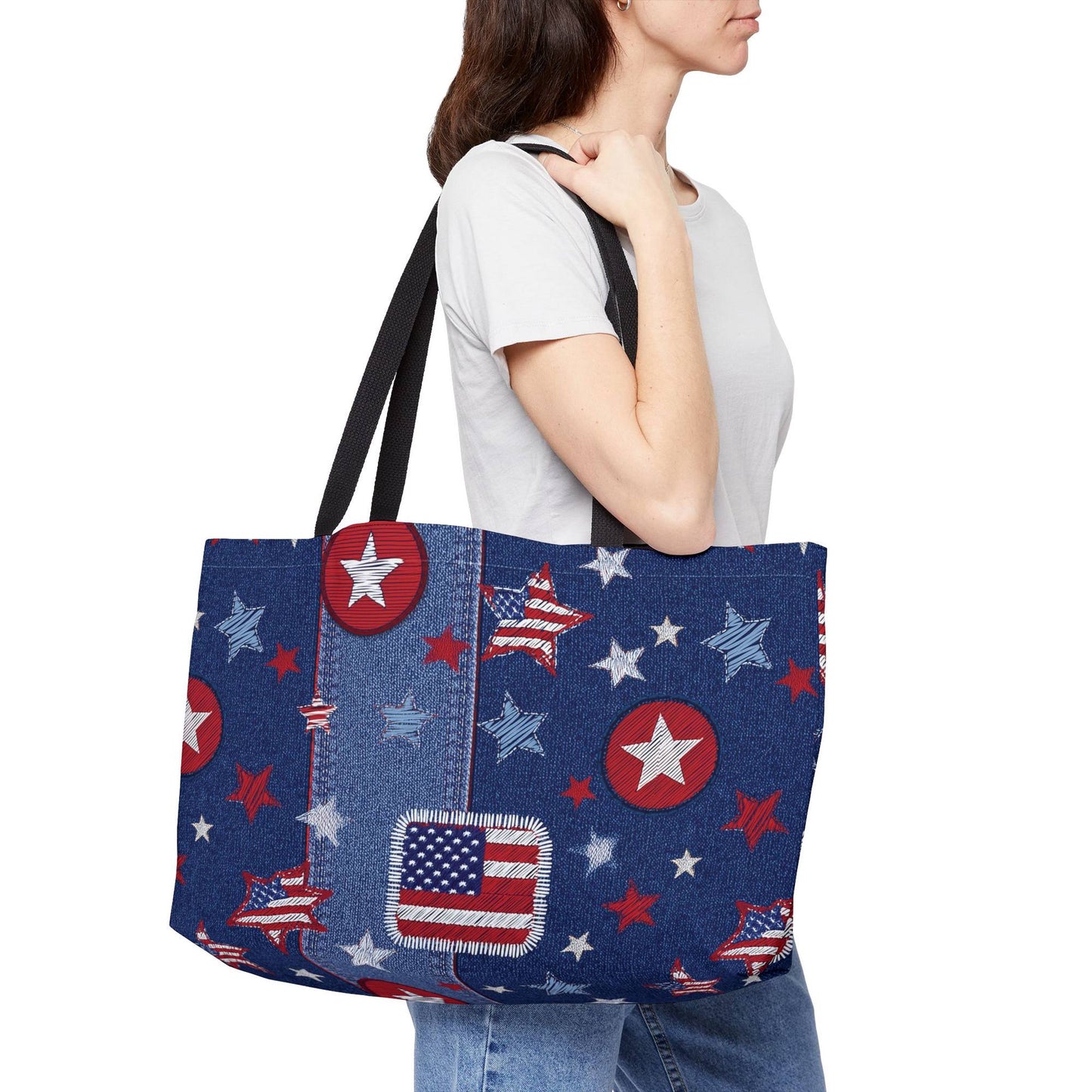 4th of July Denim Color Imitation Print Unisex  Yoga Bag  Spun Poly 24x13 Canvas Bag 66