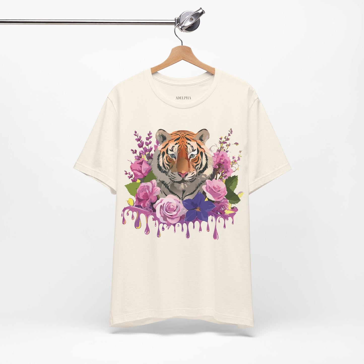 Tiger Graphic Tee Unisex Short Sleeve Vintage Inspired Art Design By Adelpha Premium