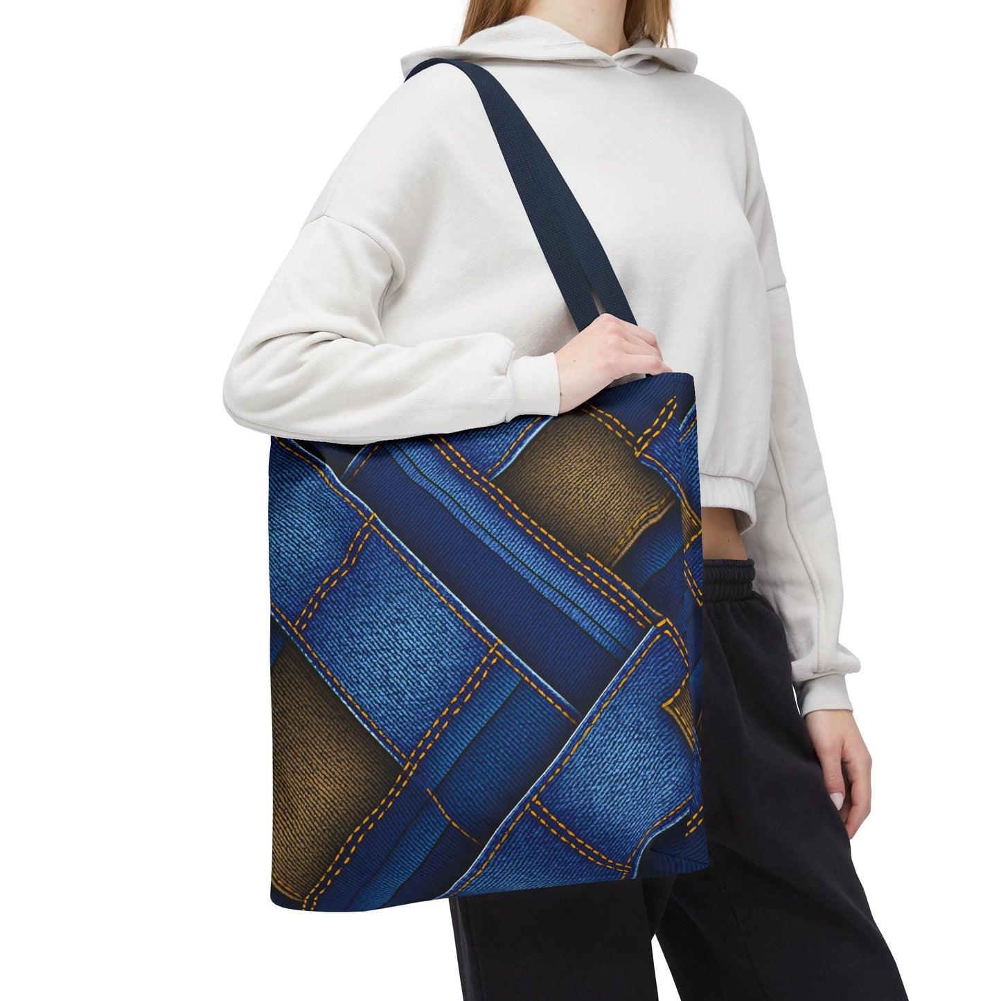 Denim Fabric Imitation Print Unisex Canvas Bag Poly Spun 3 Sizes Tote Bag 147