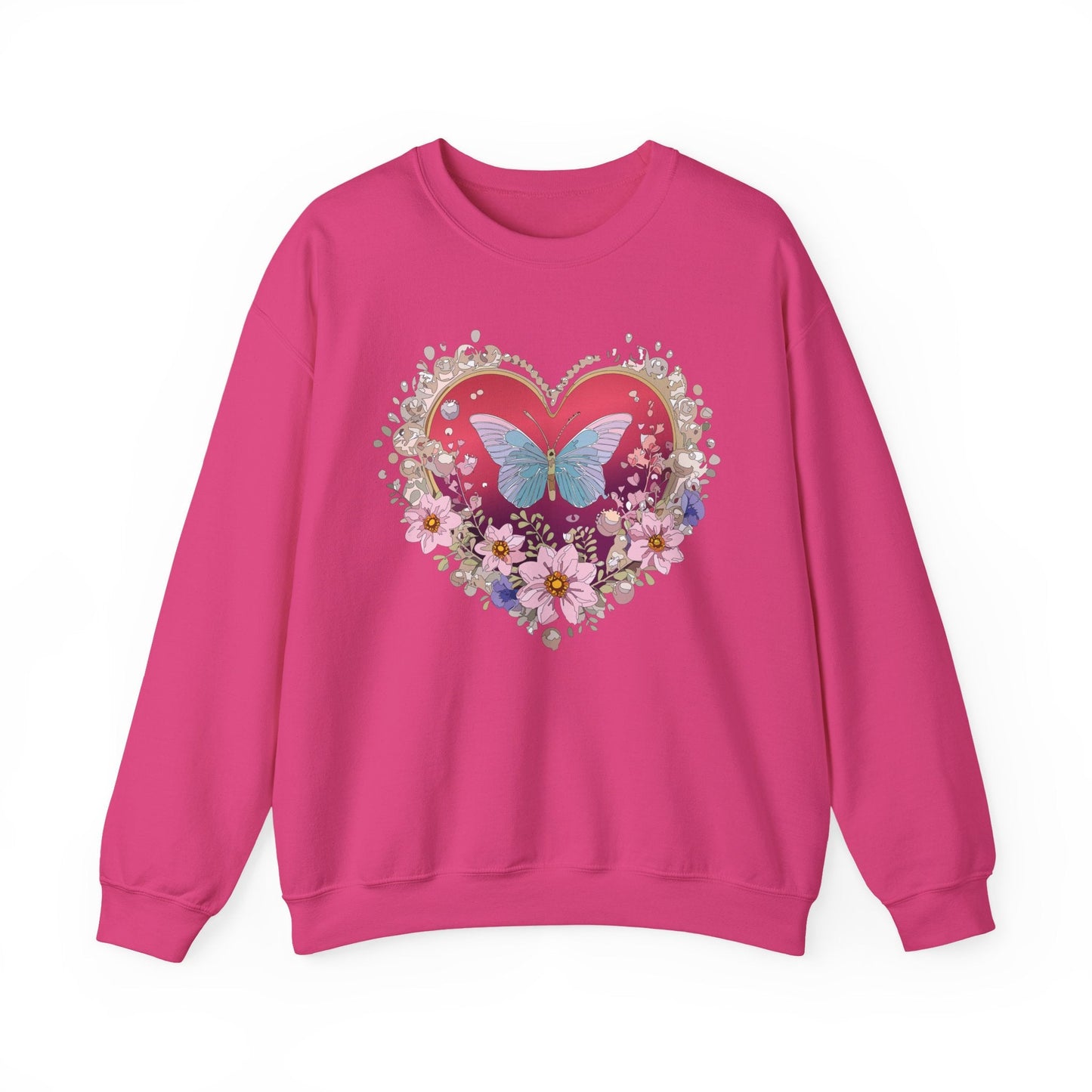 Floral Heart Sweatshirt For Valentines Day Unisex Floral Love Crewneck Sweatshirt