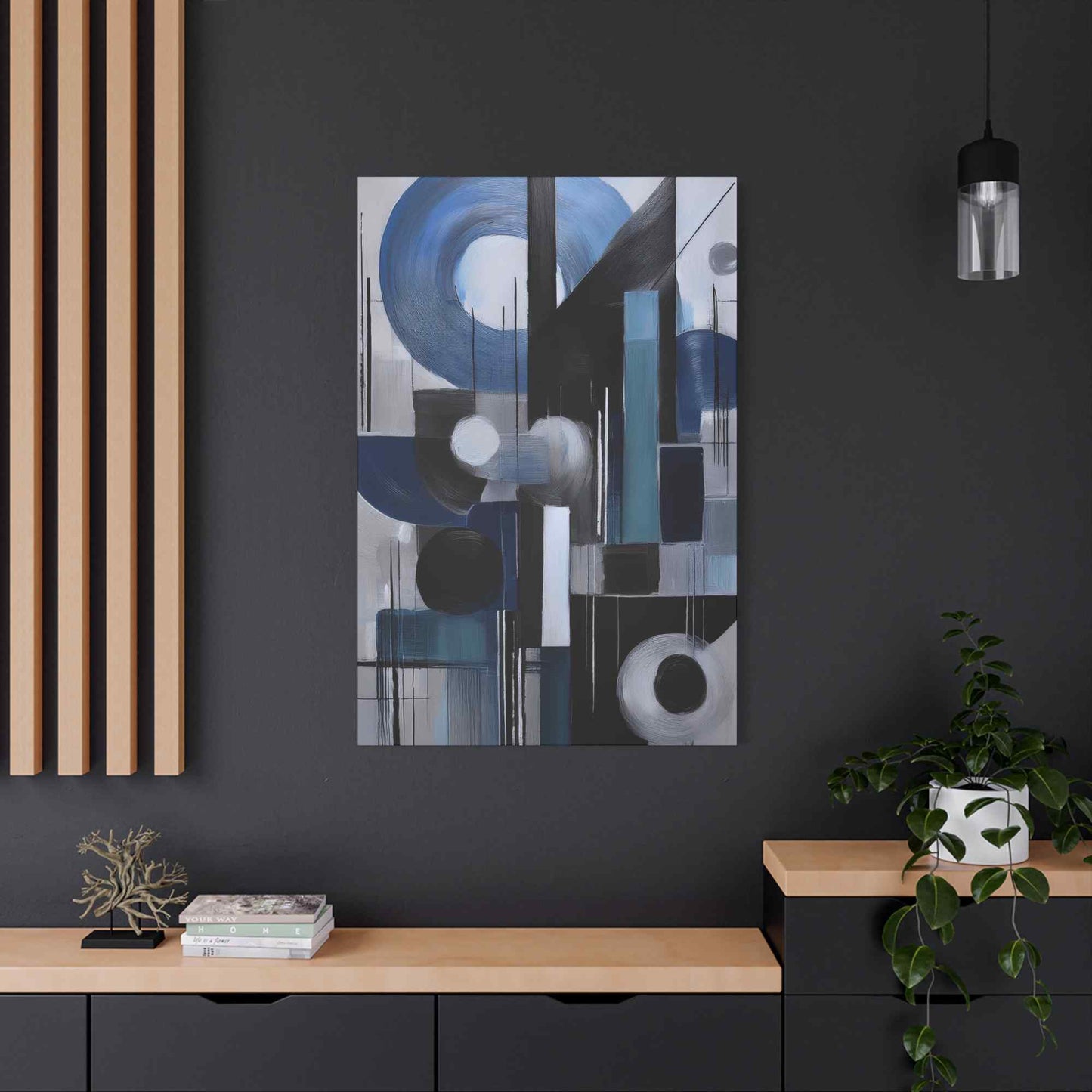 Blue Abstract Painting Print Canvas 20x24,20x30,24x30, 24x32,24x36,30x40, 32x48,36x48,40x60 Pine-Wood Inner Frame ABS-28