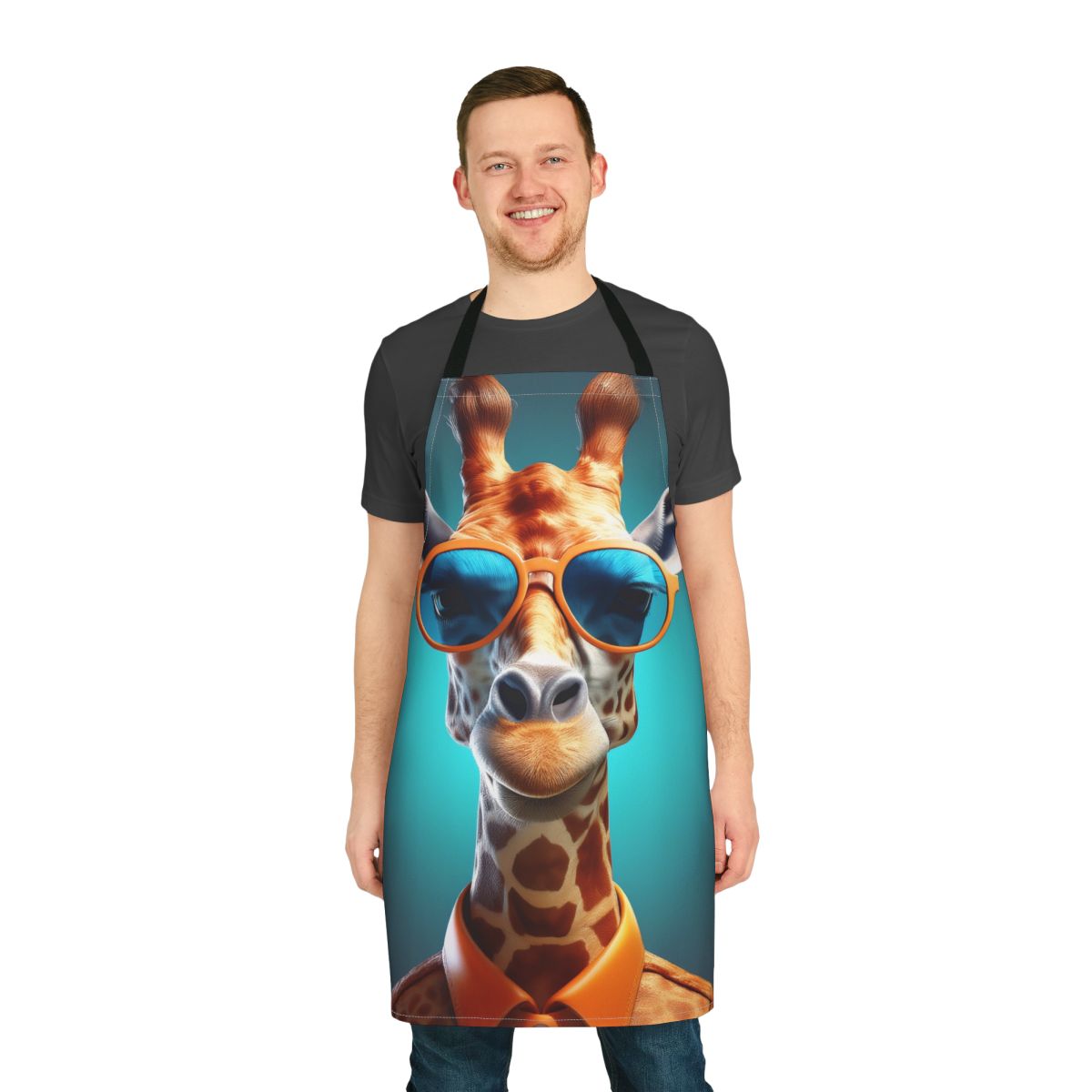 Cool Giraffe Apron — Fun Sunglasses Animal Kitchen Apron Stain-Resistant - Art Print Canvas Apron