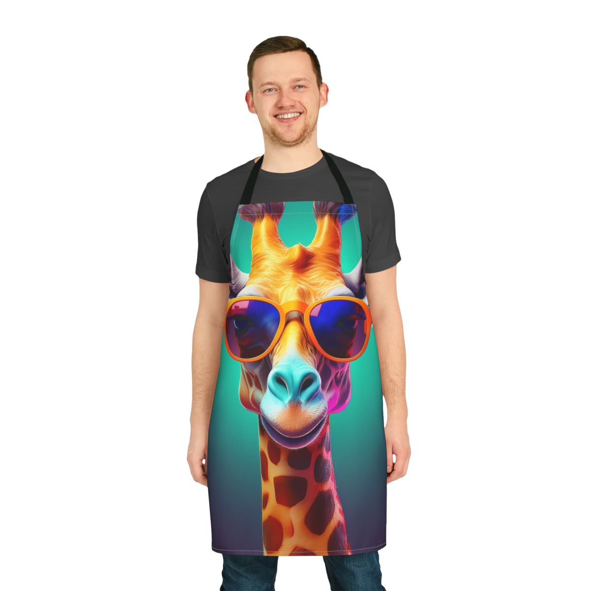 Giraffe with Sunglasses Apron — Colorful Novelty Kitchen Apron Stain-Resistant - Art Print Canvas Apron