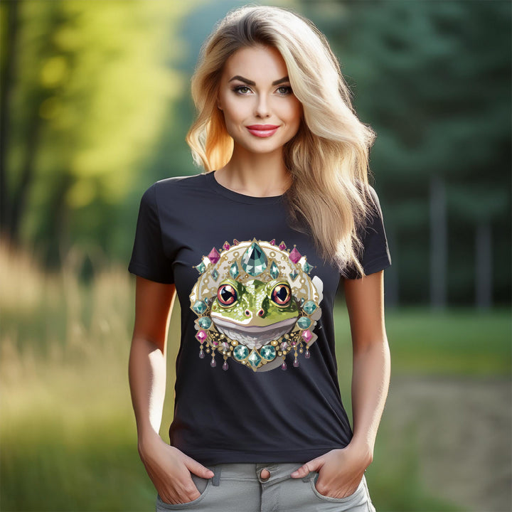 Frog Graphic Unisex 100 Cotton Tee With Unique Animal Golden Medallion Art Design 25