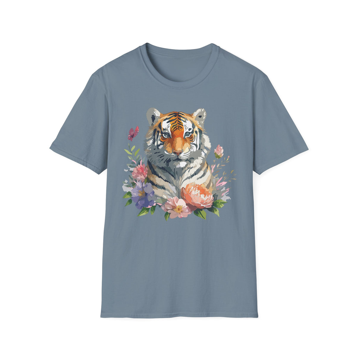 Watercolor Tiger Floral T-Shirt | Tiger Portrait Tee