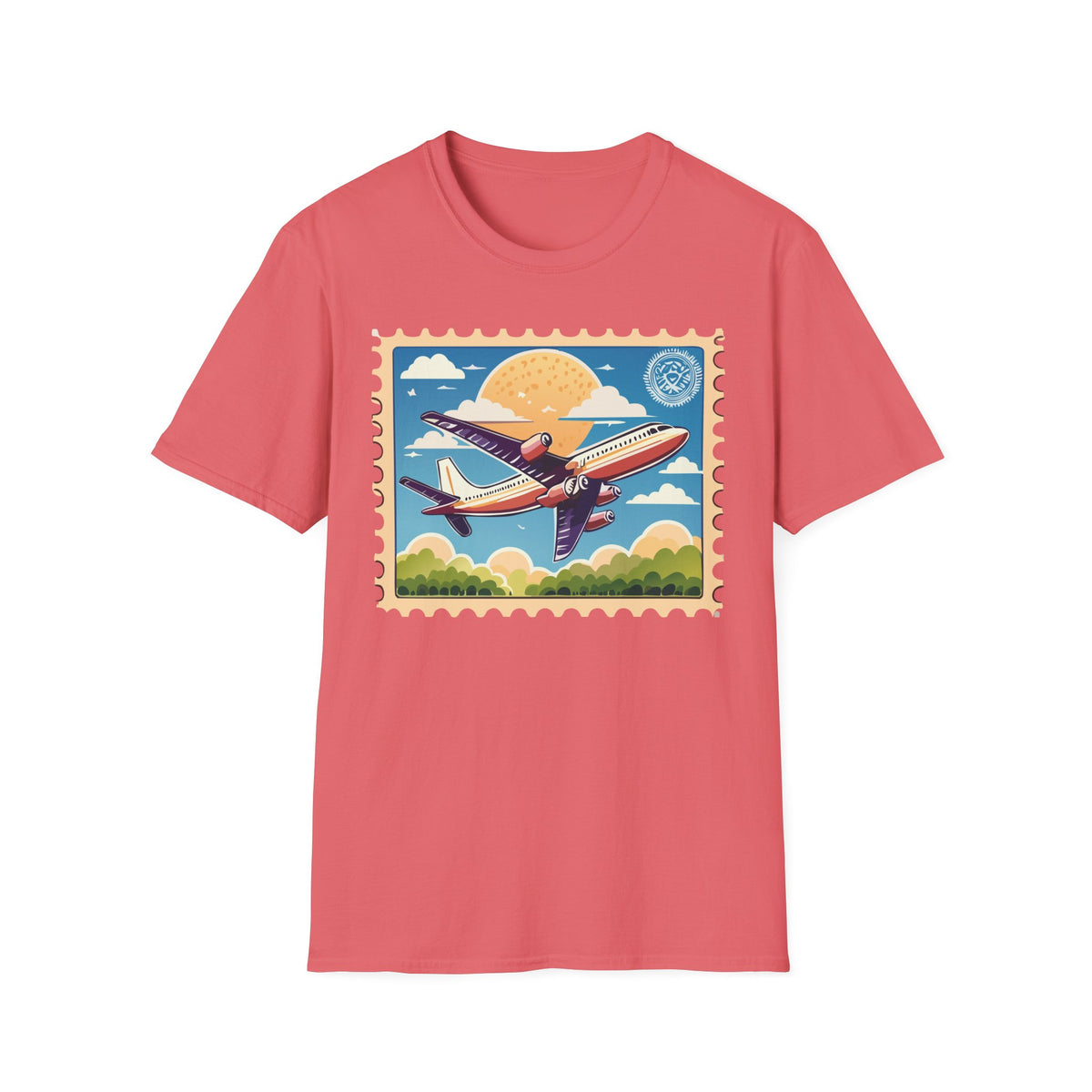 Vintage Airplane Stamp design T-Shirt | Retro Travel Aviation Tee