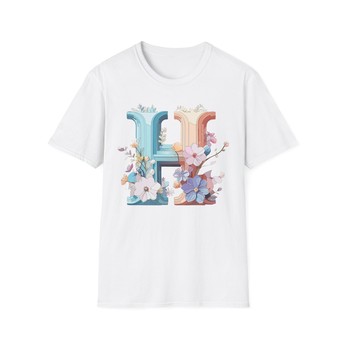 Floral Letter H T-Shirt | Botanical Monogram Tee