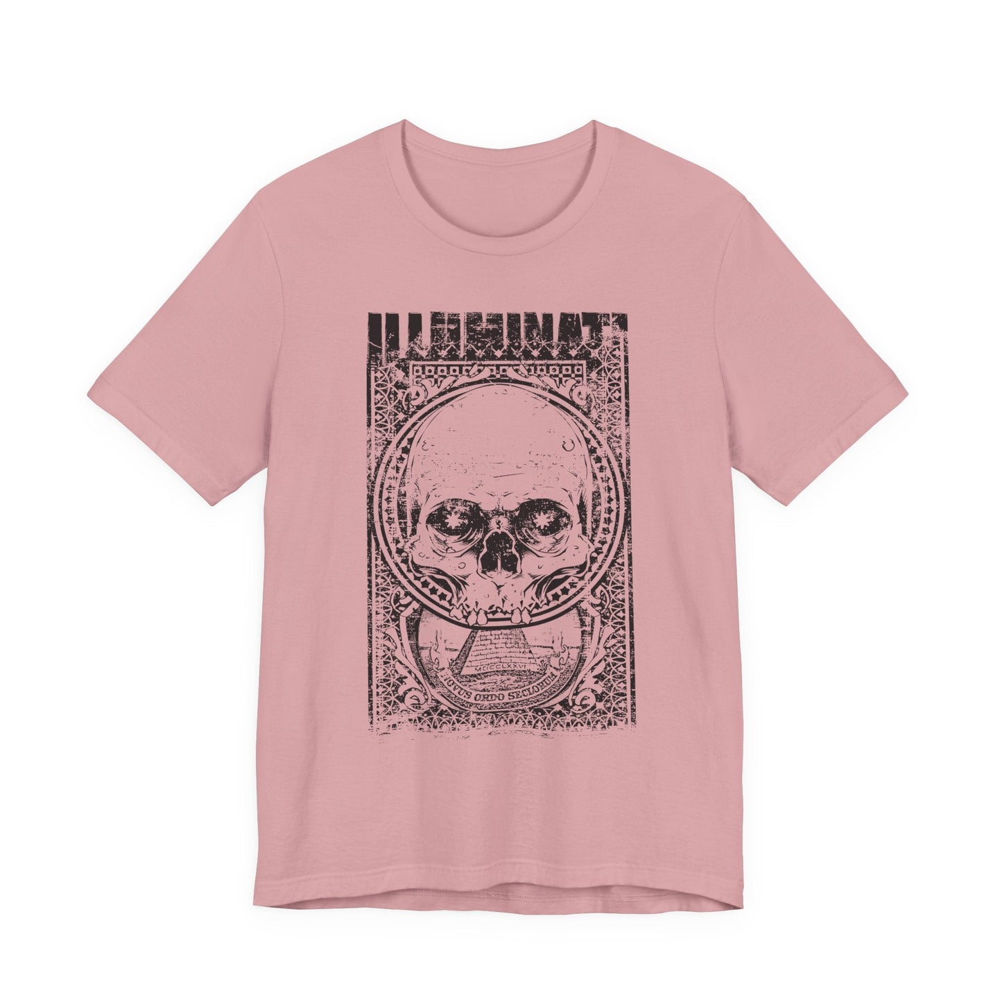 Skull Circle Graphic T-Shirt Vintage Etching Illustration Art Design Tee A-9