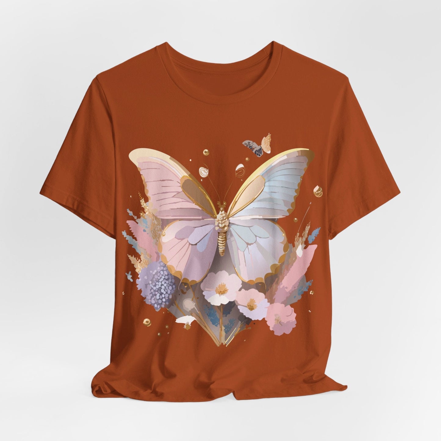 Butterfly Graphic Unisex 100 Cotton Lightweight Vintage Floral Design Jersey Tee 12