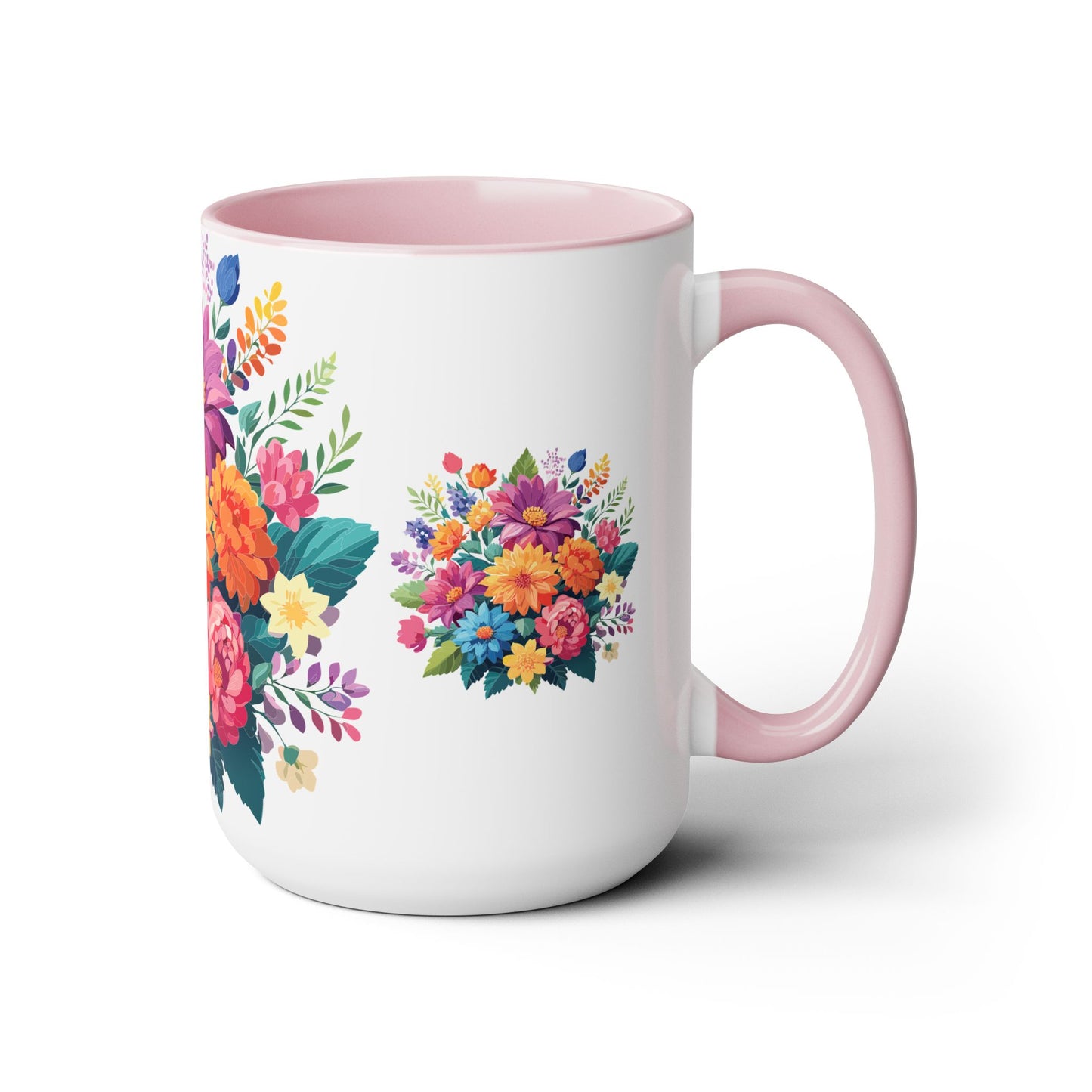 Tazas de café de dos tonos con flores