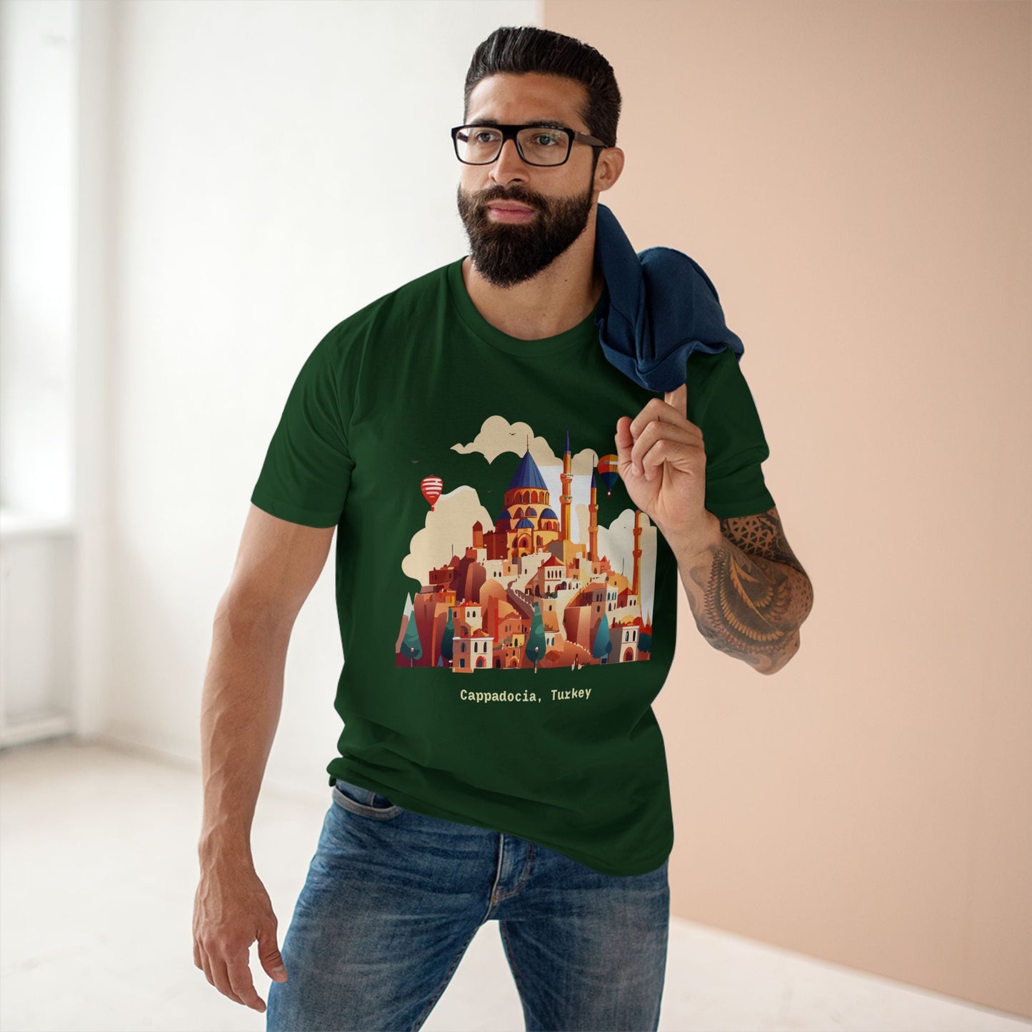 Travel Shirt Cappadocia Unisex Premium Cotton Tee With Original Art Design TT5 Art Collection