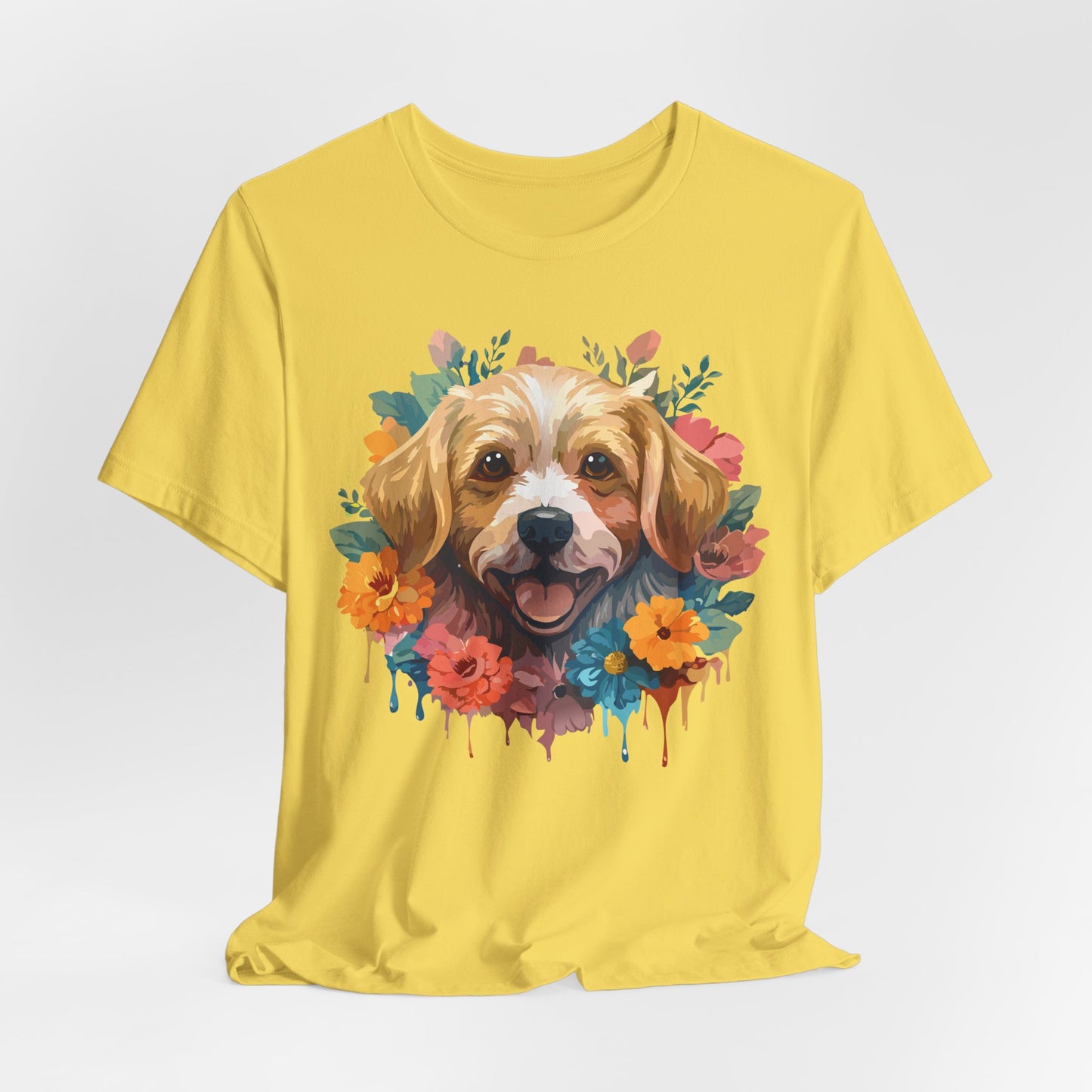 Floral Dog Tee, Animal Shirt, Dog Shirt, Floral Tee, Flower T-shirt, T-Shirt with Animal, Summer Top with Art Design
