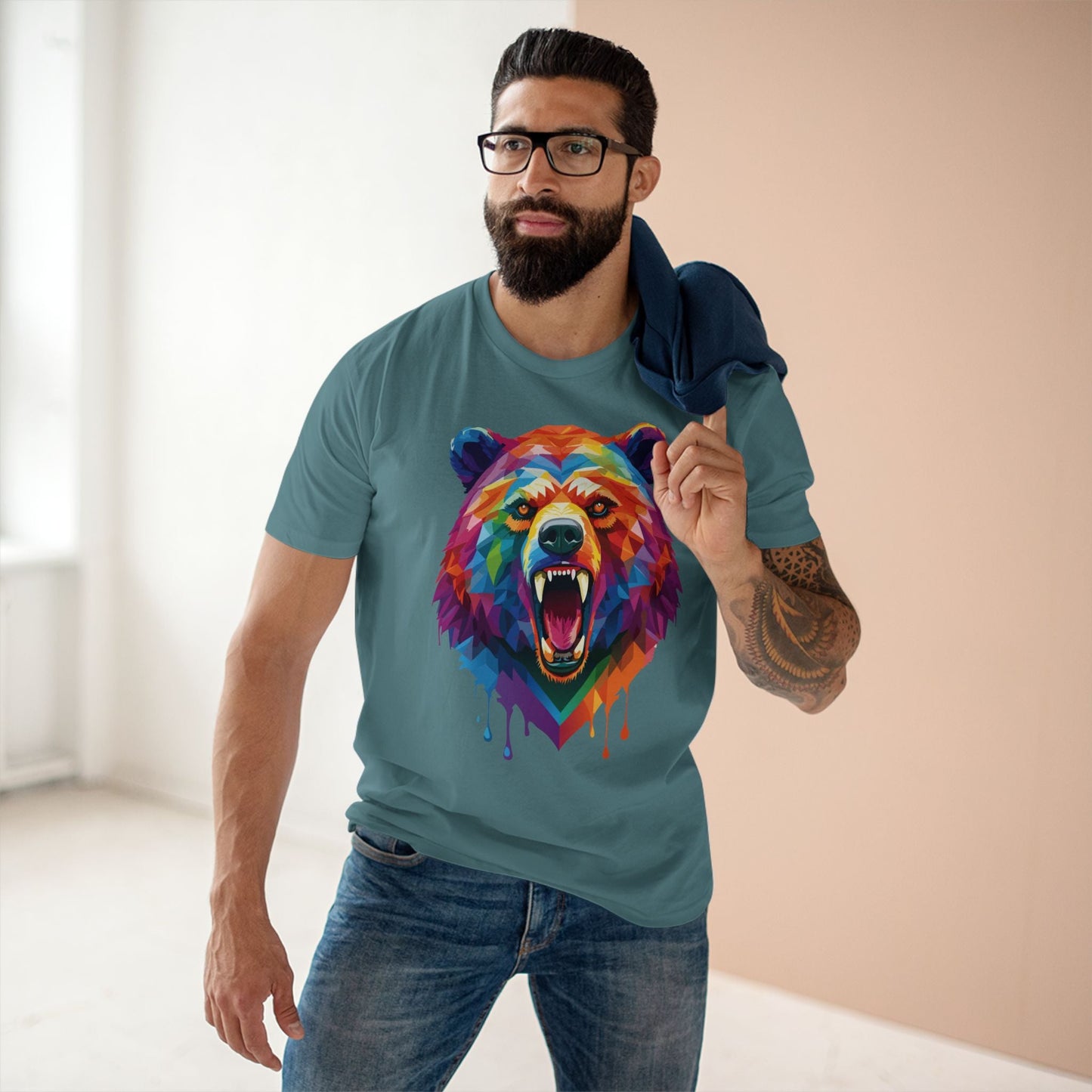 Bear Graphic Unisex 100 Cotton Staple Tee with Animal Design Artwork 14