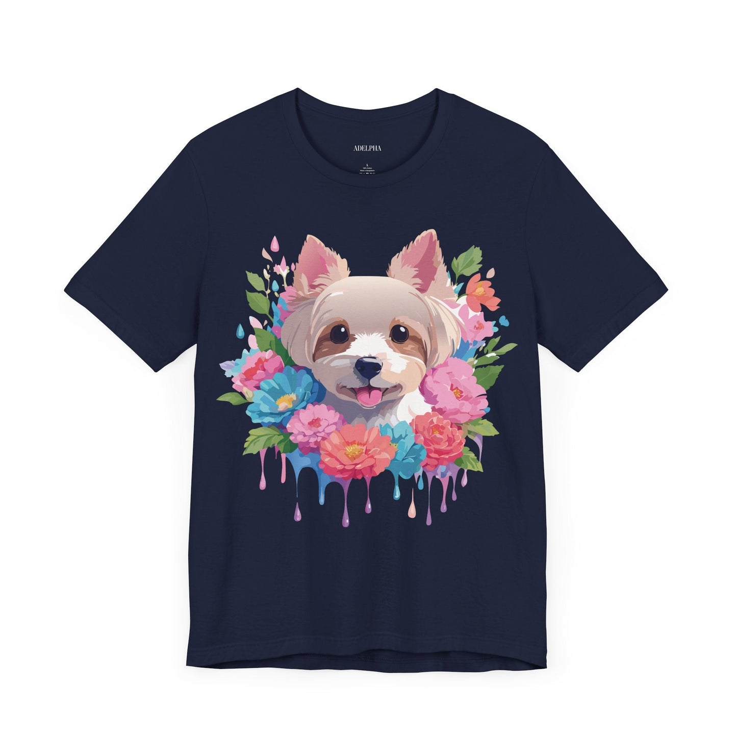 Unisex Graphic T Shirt With Original Adelpha Artwork Vintage Inspired Dog Design