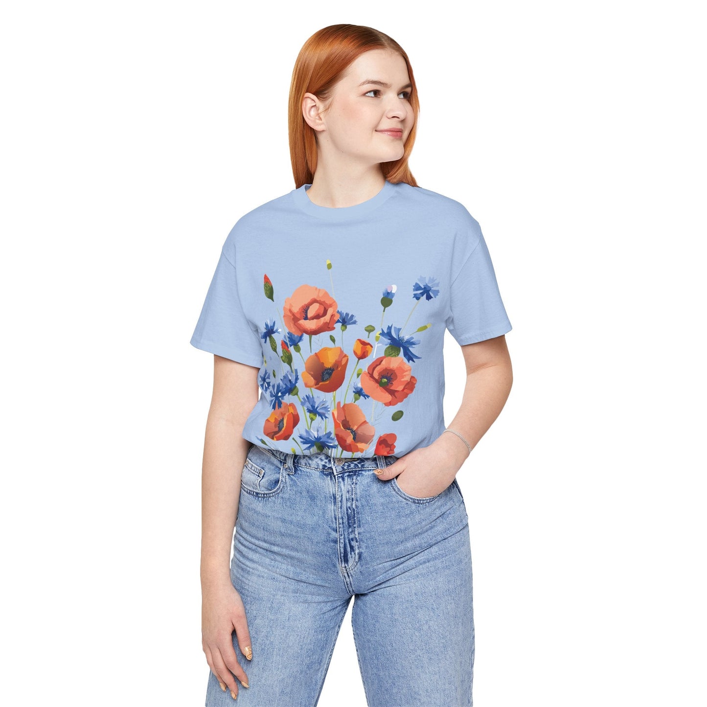 Unisex Floral Shirt Floral Print Tee Lightweight Breathable Fabric Short Sleeve Casual Wear