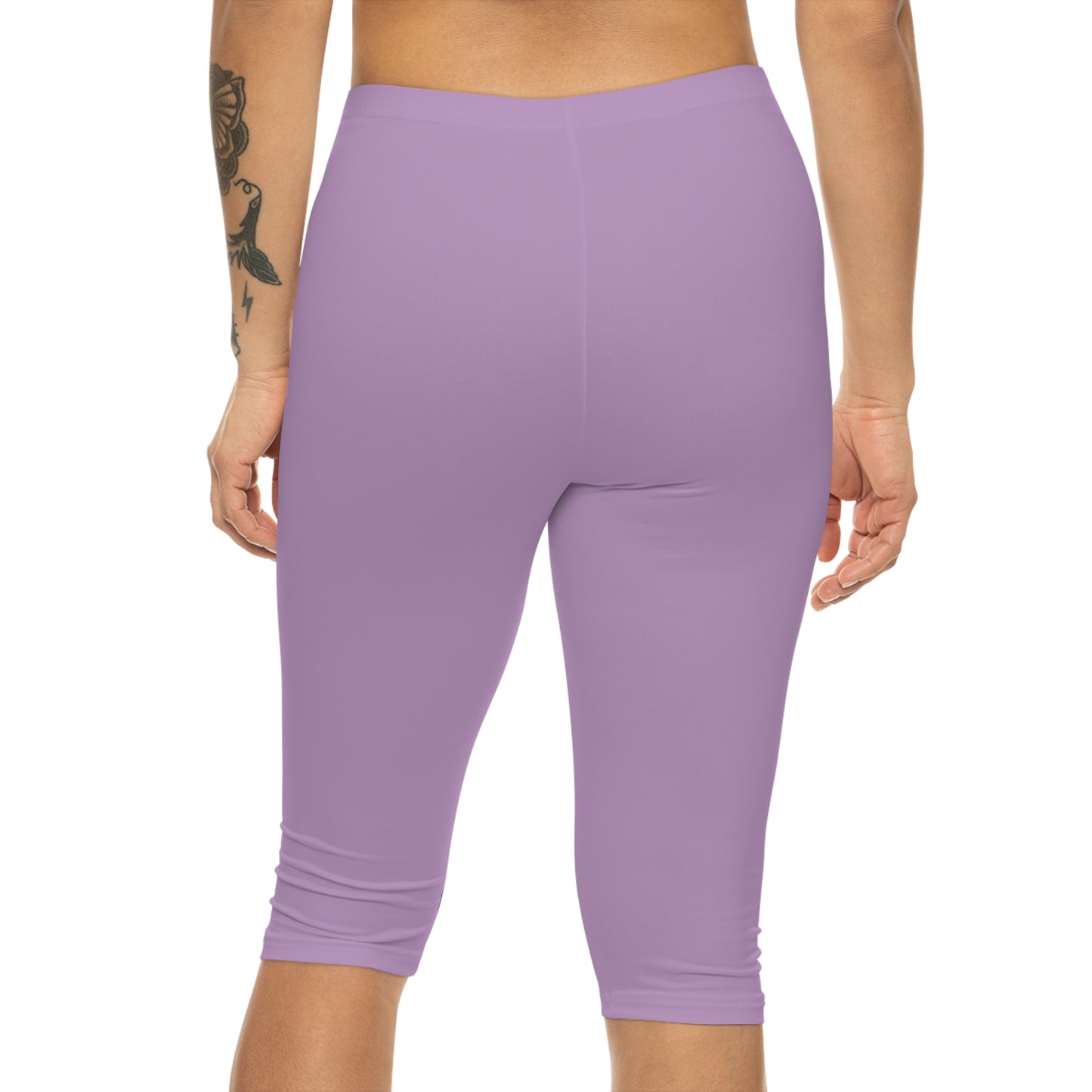 Blush Lilac Color Women's Brushed Suede Poly Span Casual Capri Leggings XS-2XL