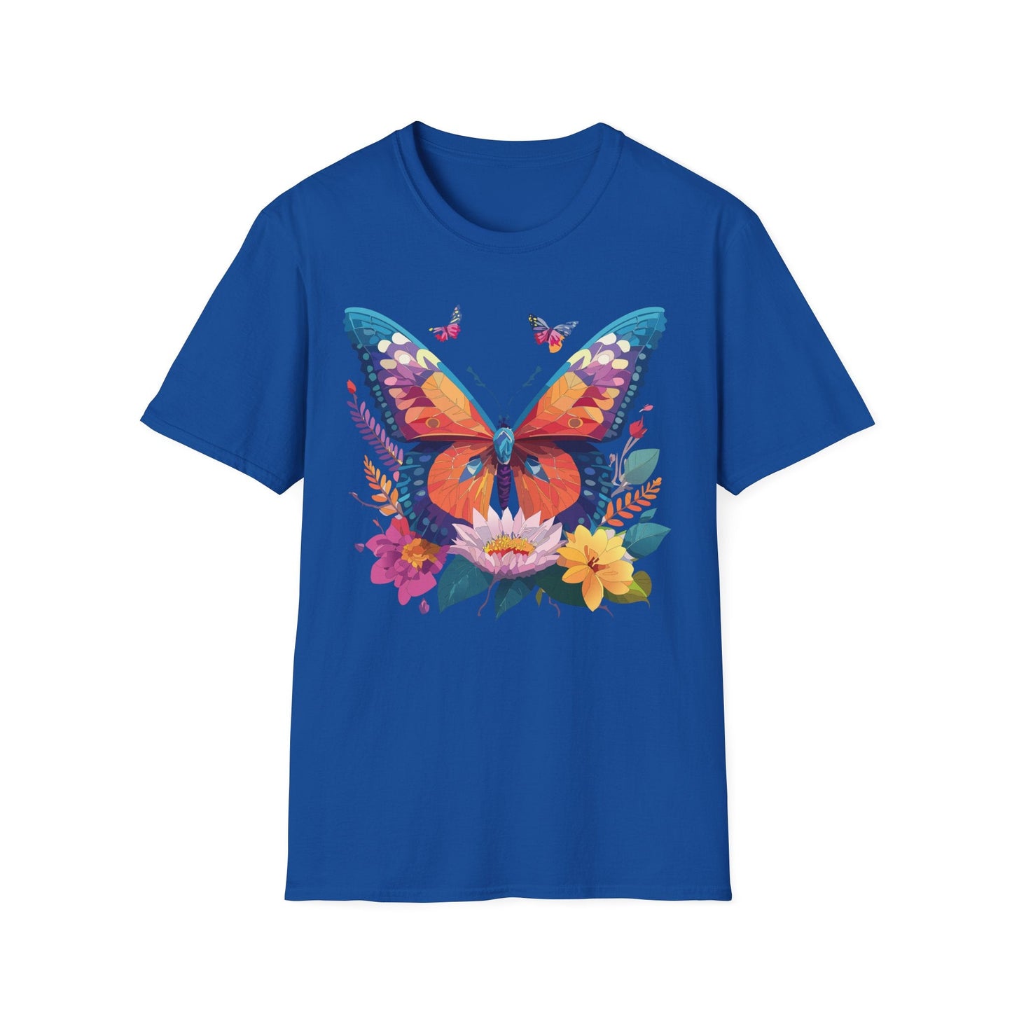 Butterfly Print Unisex T Shirt Softstyle 64000 Monarch Butterfly Themed Tee Ring Spun Cotton