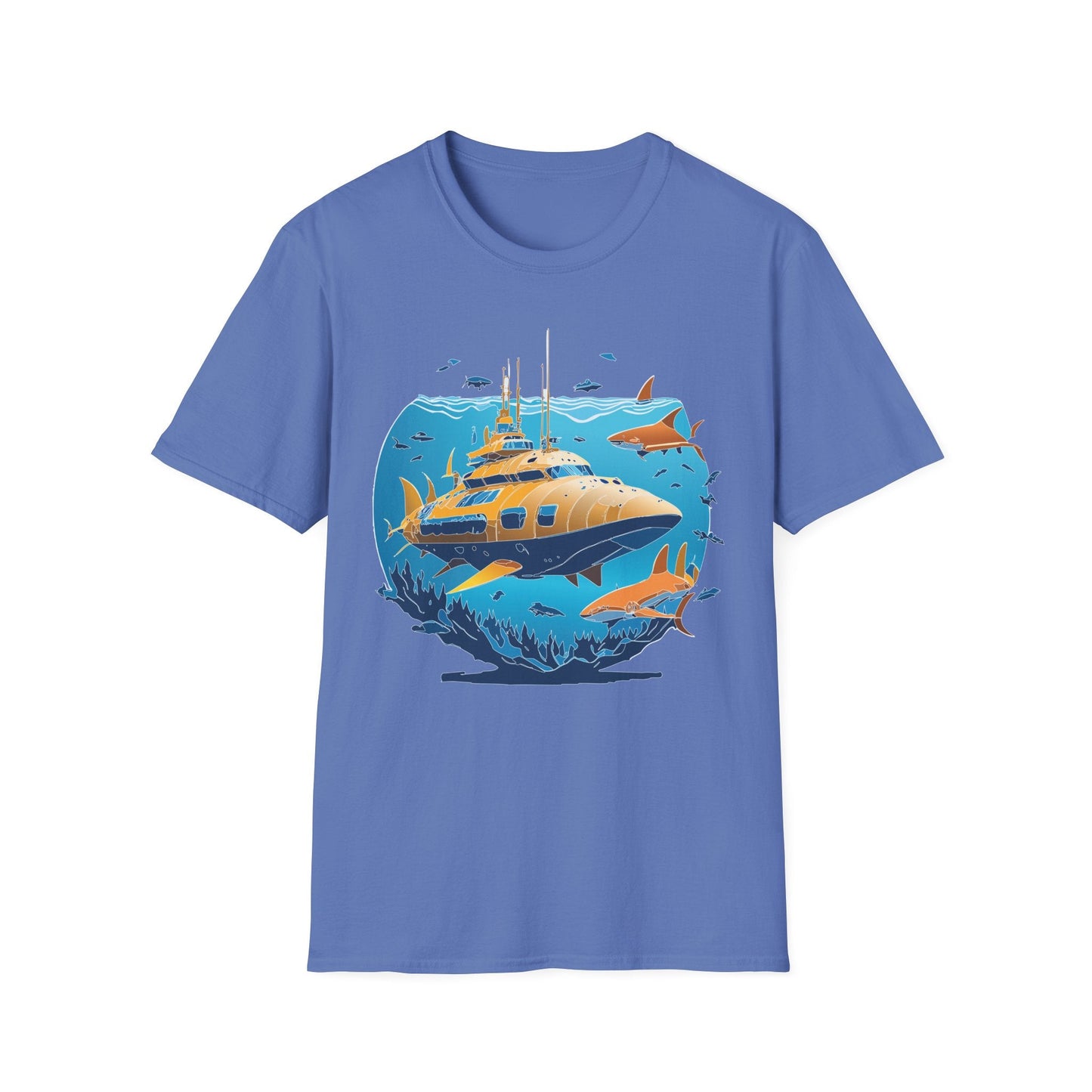 Ocean T Shirt Unisex Gildan Softstyle 64000 100 Percent Cotton Ring Spun U Boat Design Graphic