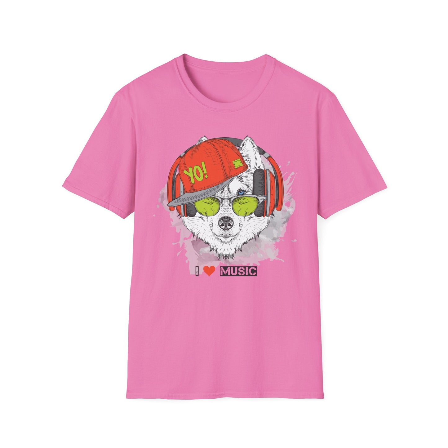 Unisex Music Animals Short Sleeve T Shirt With Headphones For Music Lovers Gildan 64000