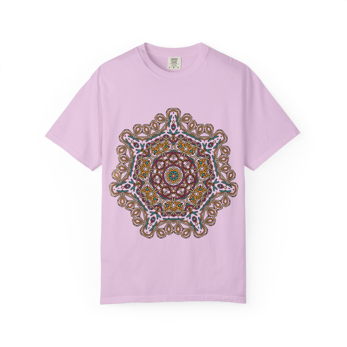 Unisex Garment Dyed Cotton T-Shirt with Mandala Graphic Design