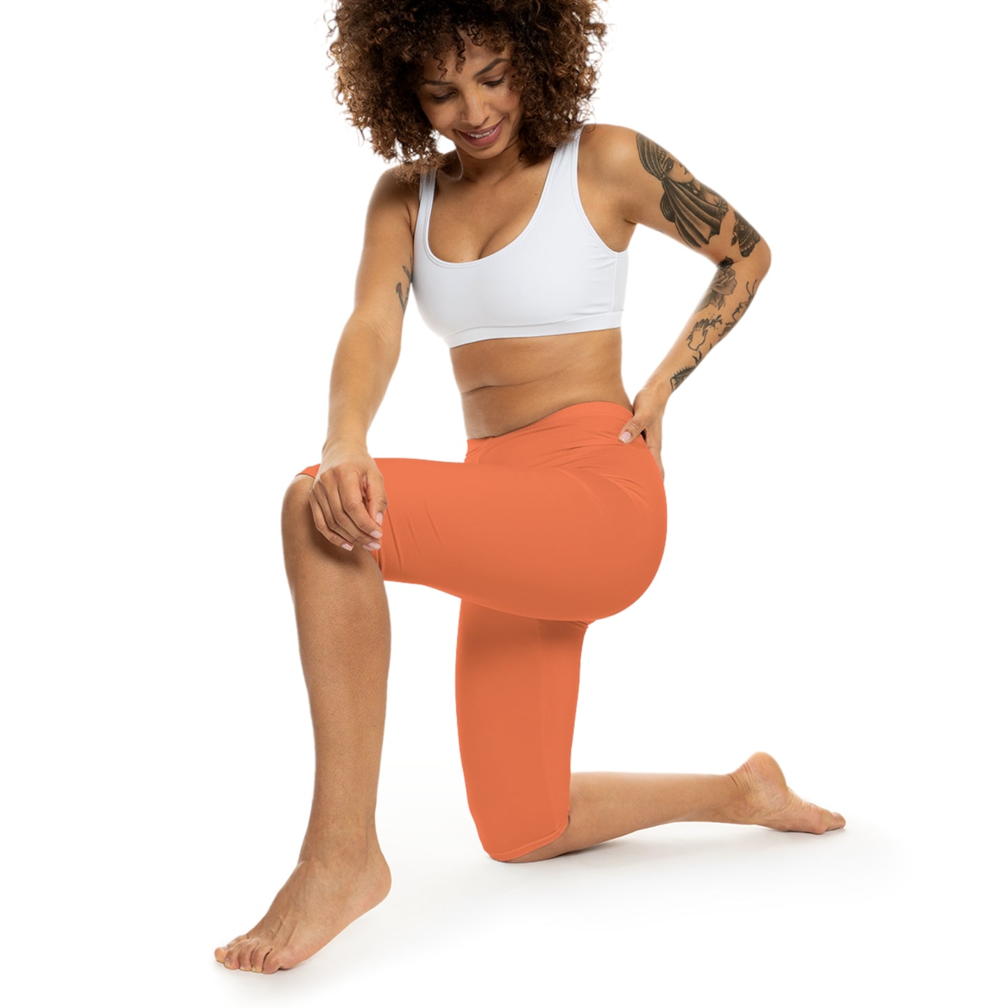 Summer Gold Color Women's Brushed Suede Poly Span Casual Capri Leggings XS-2XL