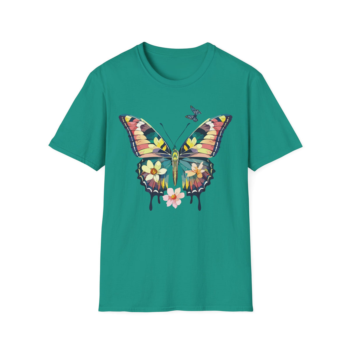 Butterfly Watercolor T-Shirt — Floral Drip Wings Graphic Tee Unisex 100 Cotton Gildan T-Shirt