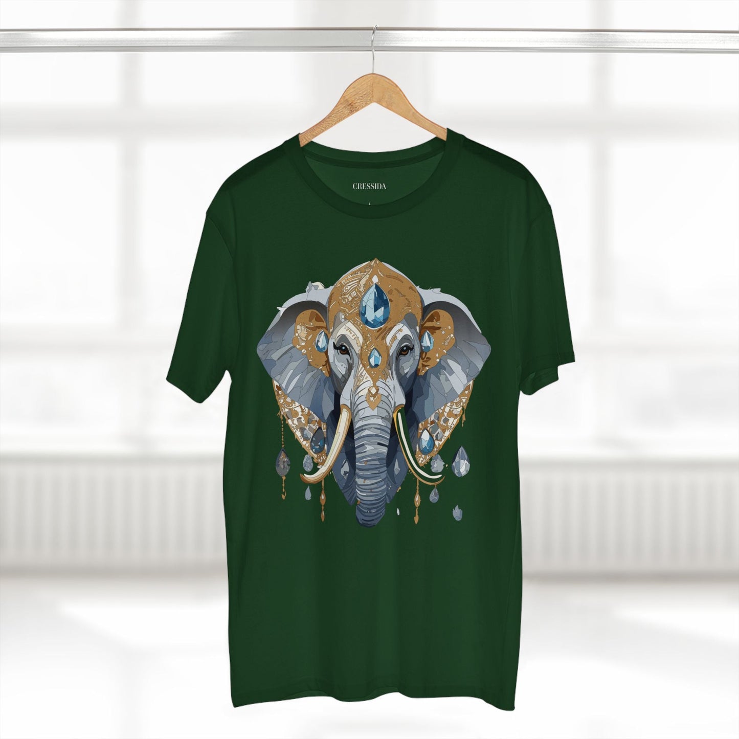 Elephant Graphic Unisex 100 Cotton Tee With Unique Animal Golden Medallion Art Design 36