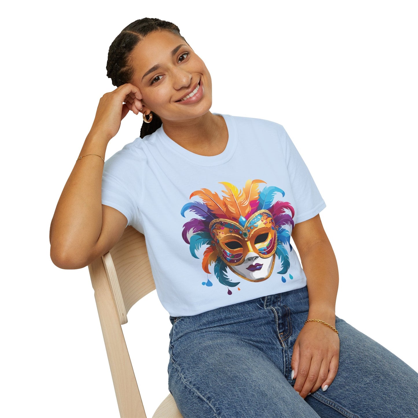 Mask Tee Shirt Unisex Masquerade Design Art Graphic Gildan Softstyle 64000 Cotton Tee