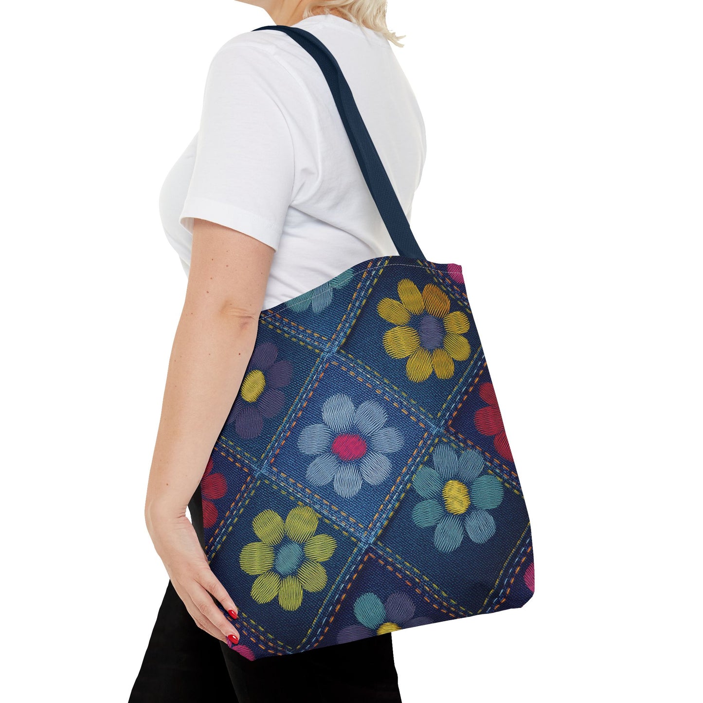Denim Fabric Imitation Print Unisex Canvas Bag Poly Spun 3 Sizes Tote Bag 179