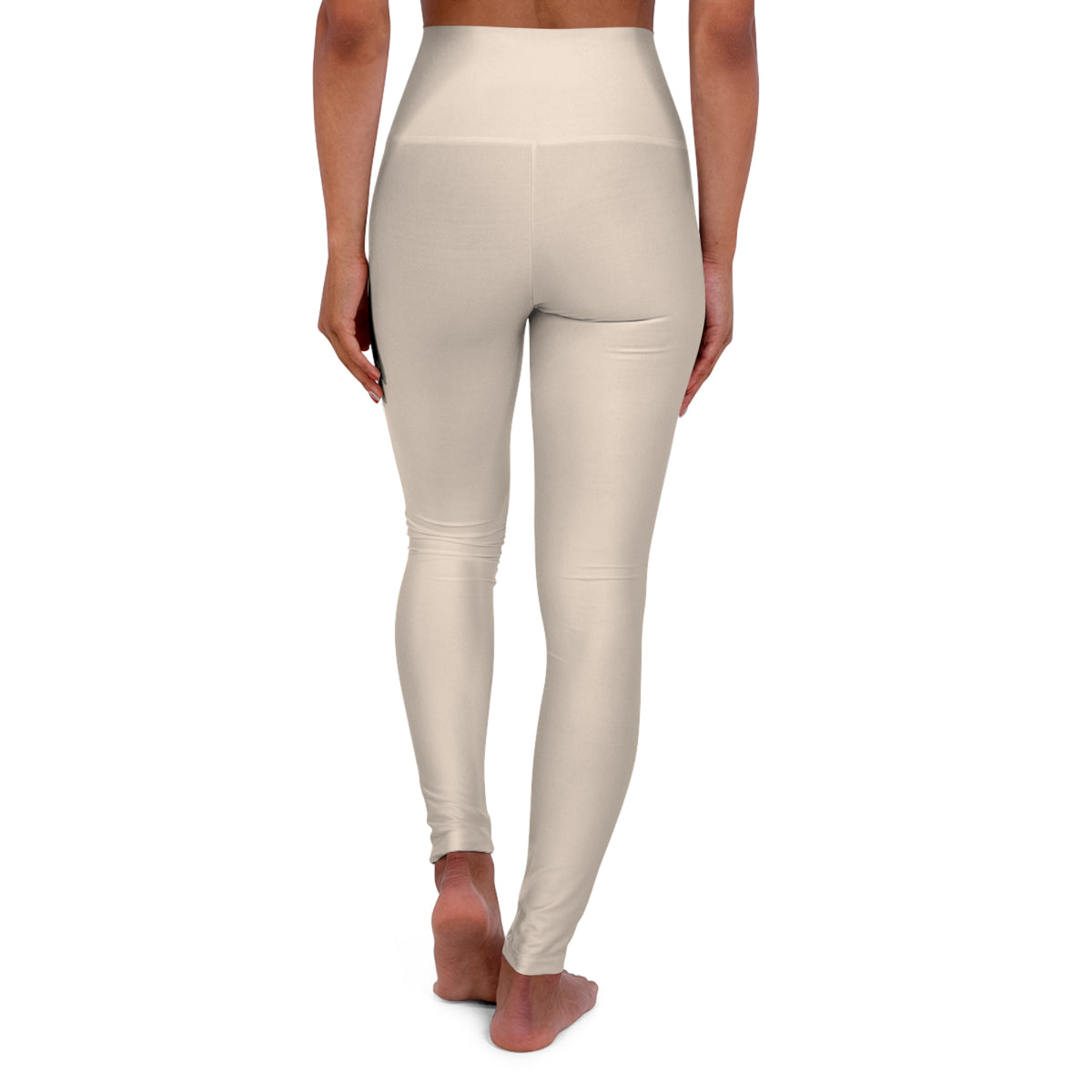 Almond Cream Color High-Waist Yoga Leggings Women's Seamless Poly-Span Stretchy Pants XS-2XL